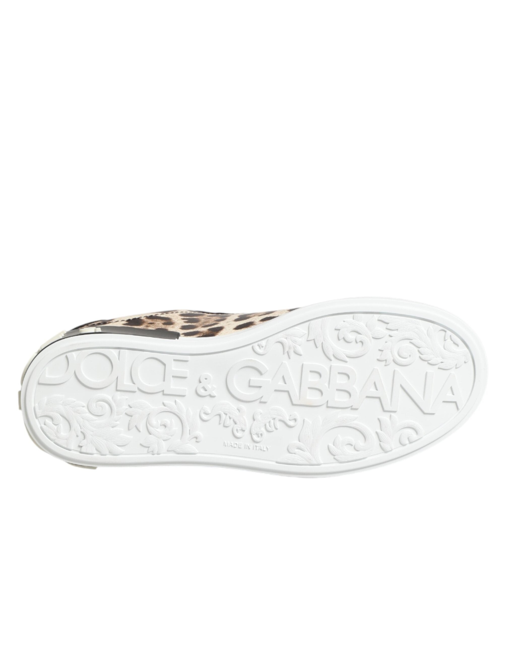 Dolce & Gabbana Braune Leder-Sneakers mit Leopardenmuster