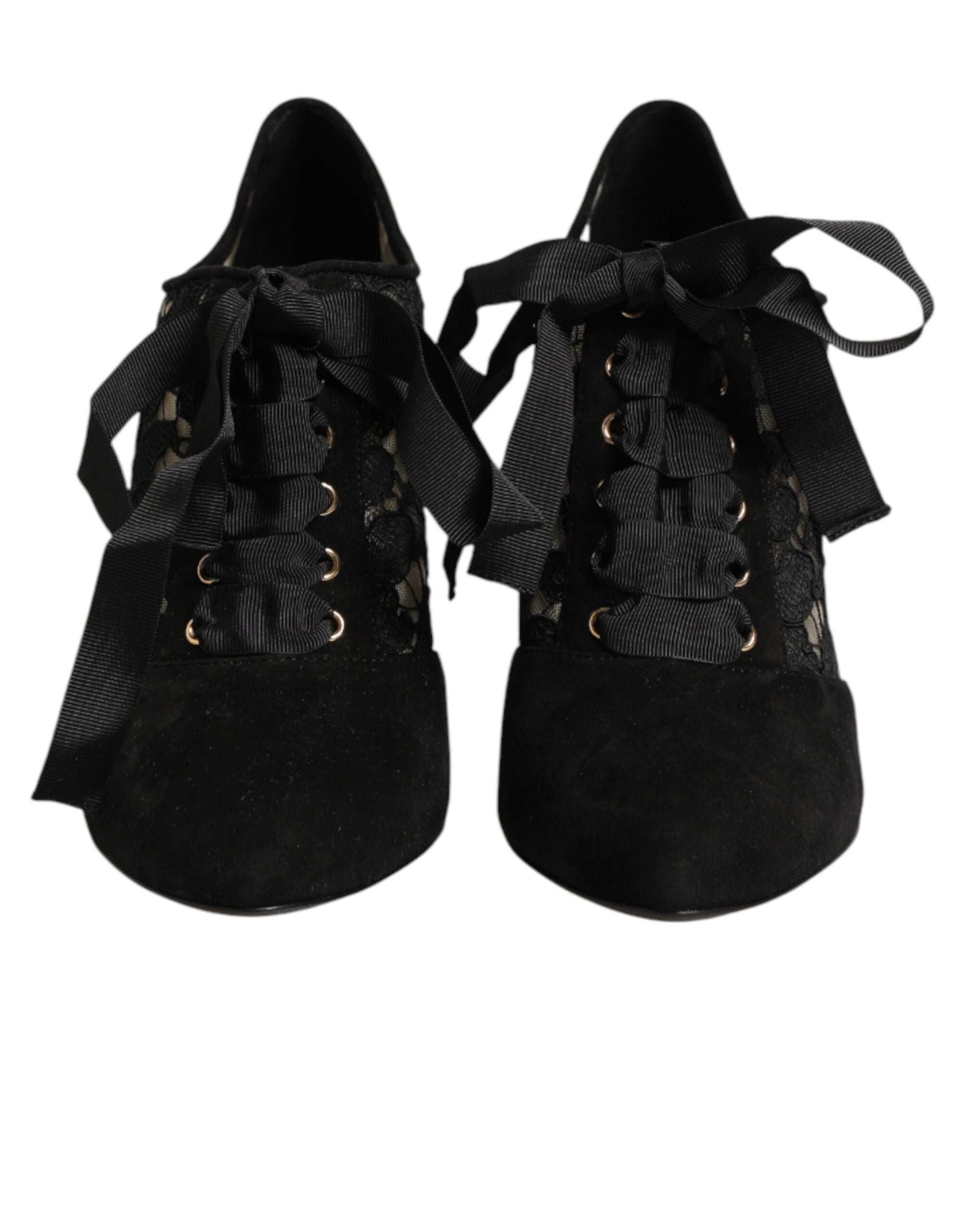 Dolce & Gabbana Schwarze Blumen-High-Heels mit Schnürung, Pumps