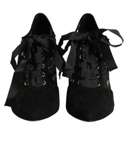 Dolce & Gabbana Schwarze Blumen-High-Heels mit Schnürung, Pumps