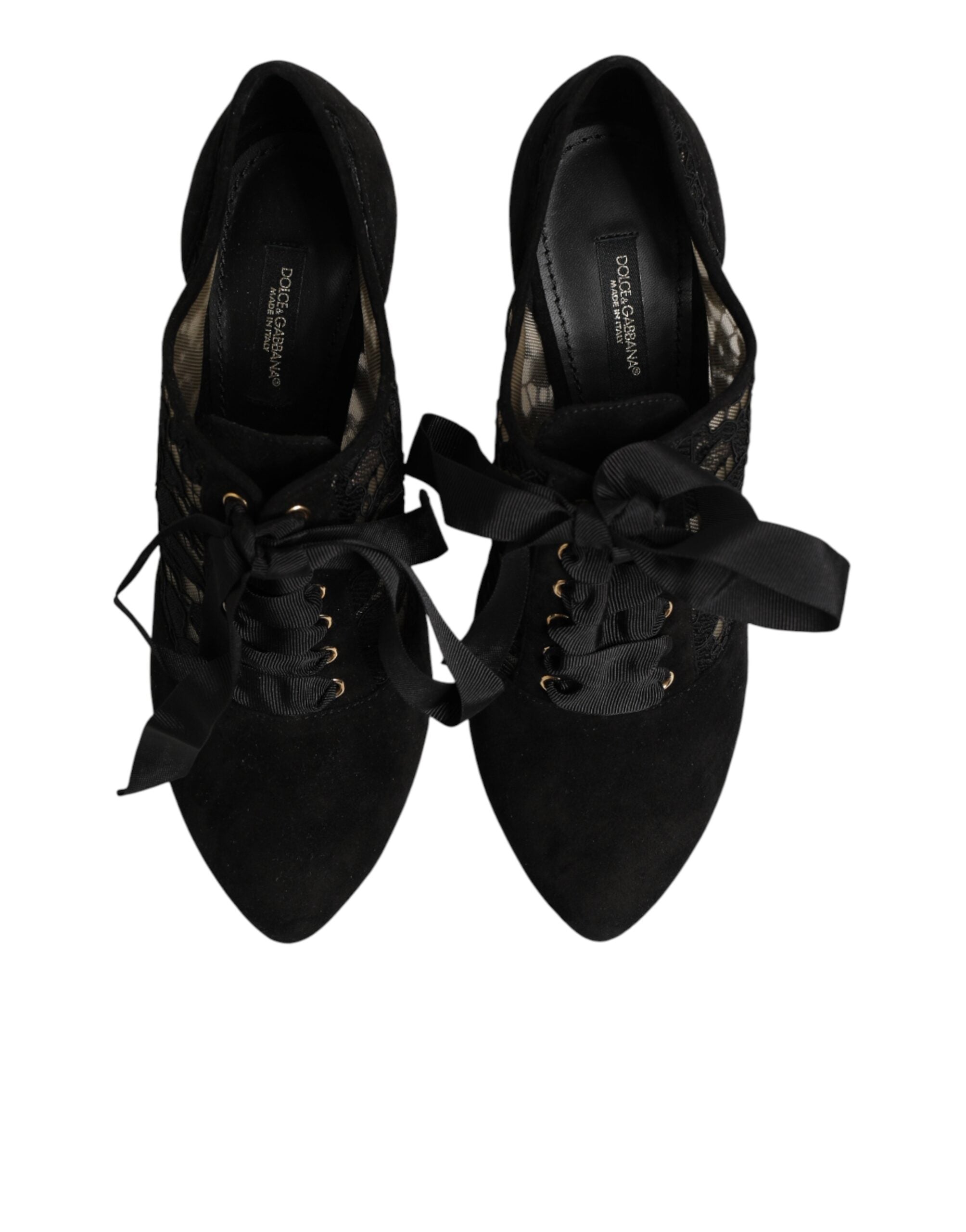 Dolce & Gabbana Schwarze Blumen-High-Heels mit Schnürung, Pumps