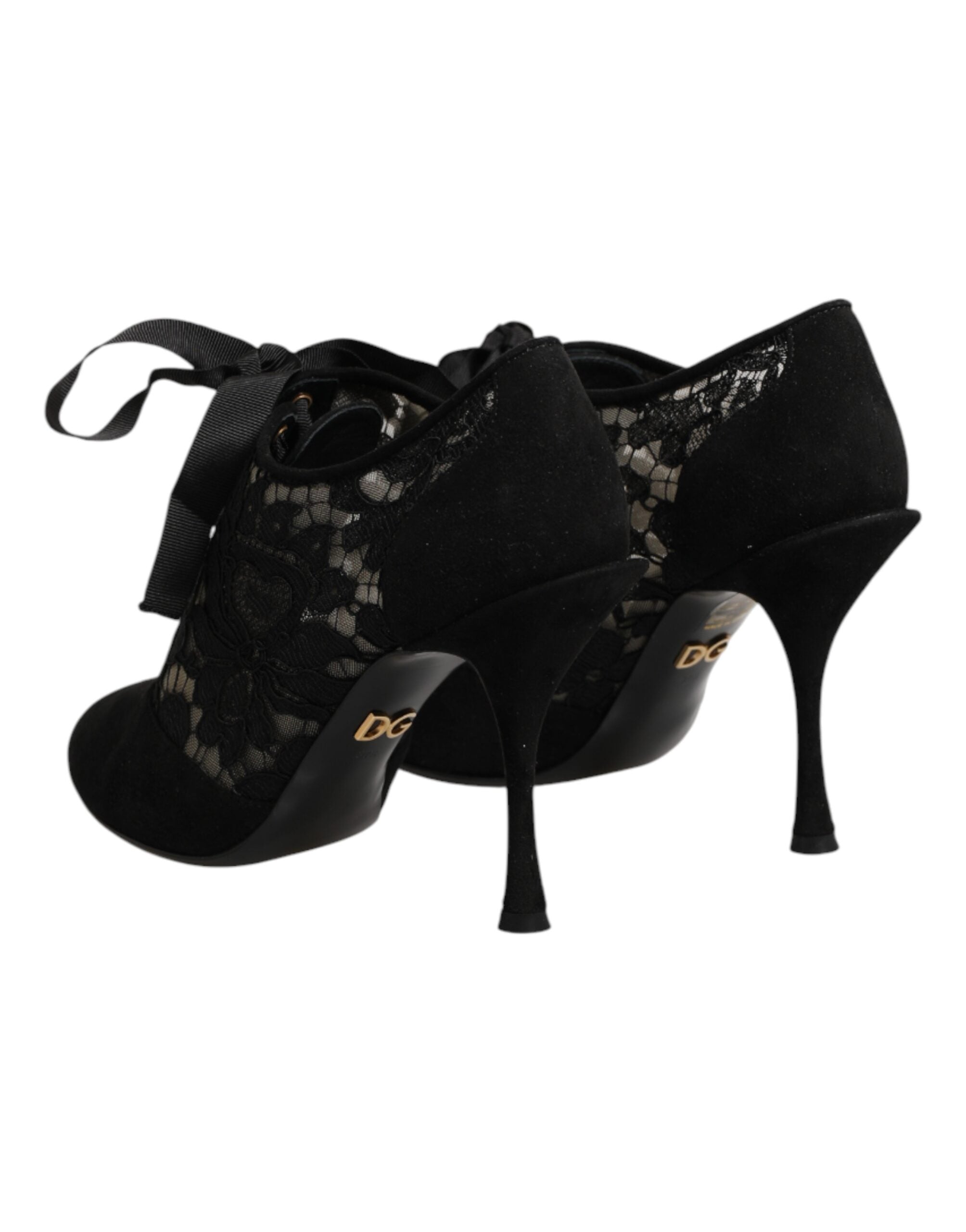Dolce & Gabbana Schwarze Blumen-High-Heels mit Schnürung, Pumps