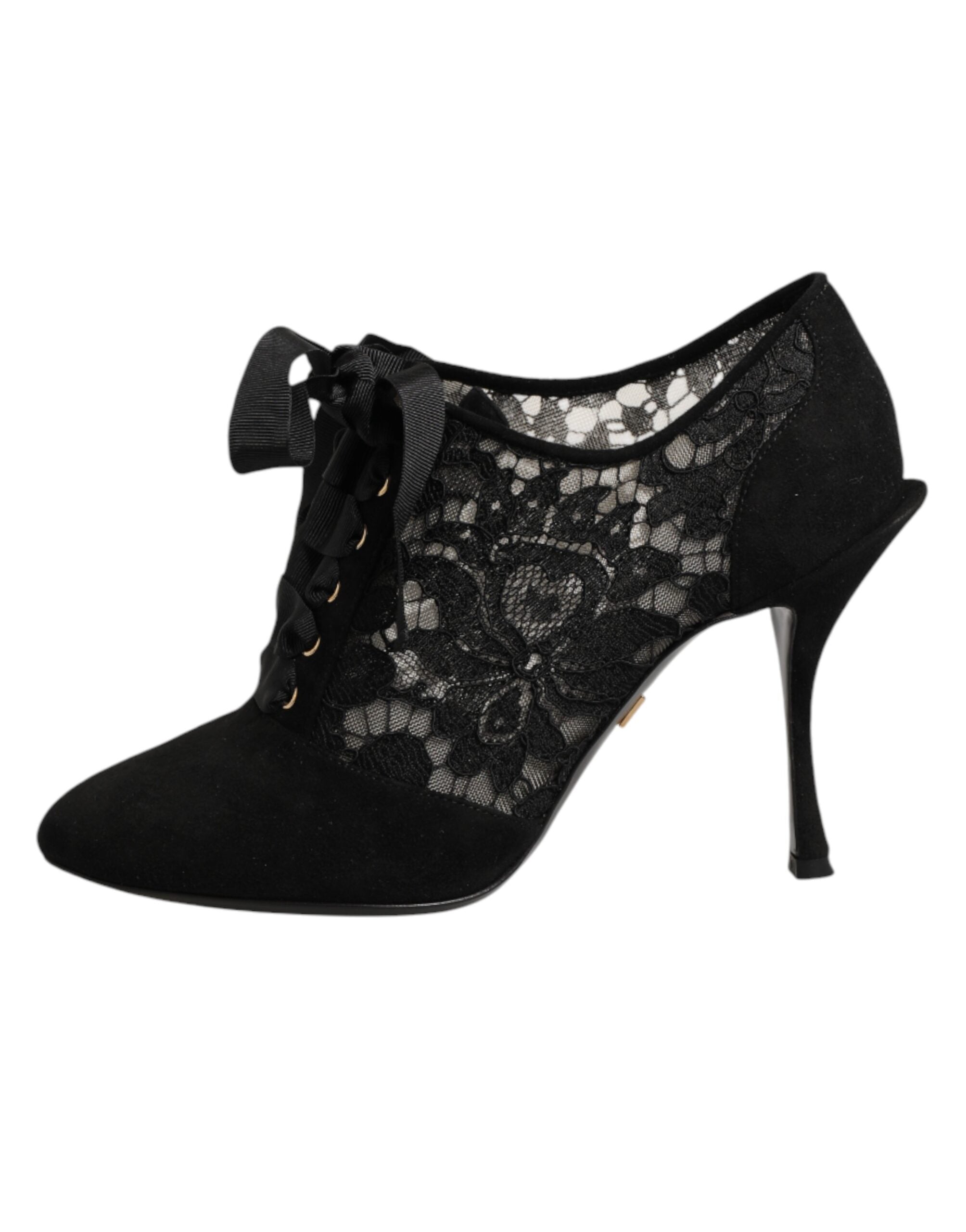 Dolce & Gabbana Schwarze Blumen-High-Heels mit Schnürung, Pumps