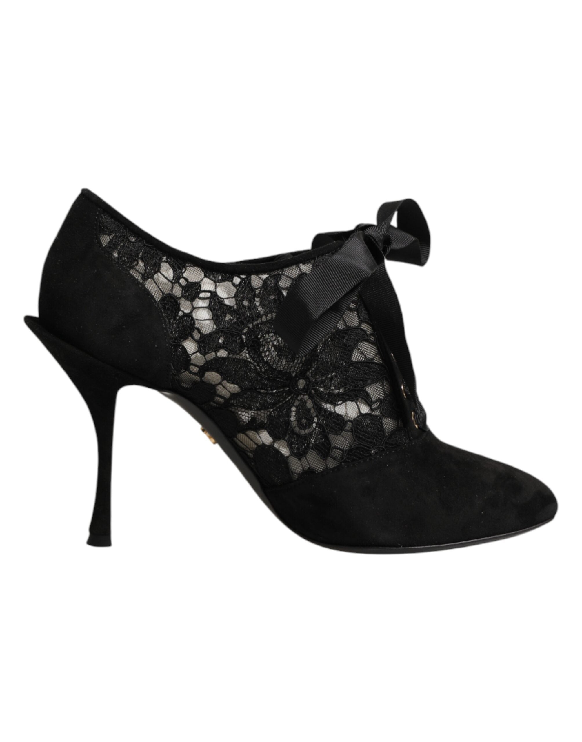 Dolce & Gabbana Schwarze Blumen-High-Heels mit Schnürung, Pumps