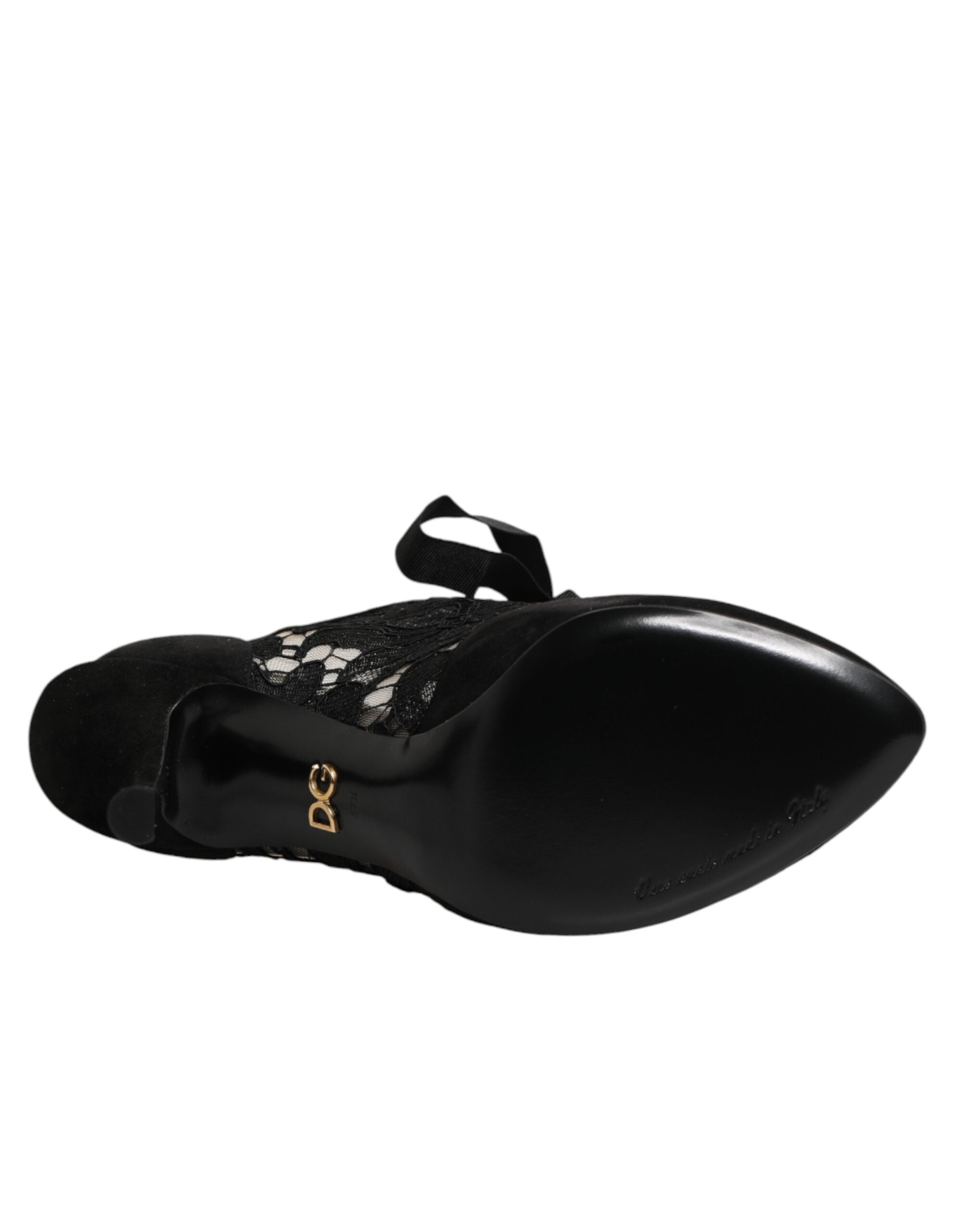 Dolce & Gabbana Schwarze Blumen-High-Heels mit Schnürung, Pumps
