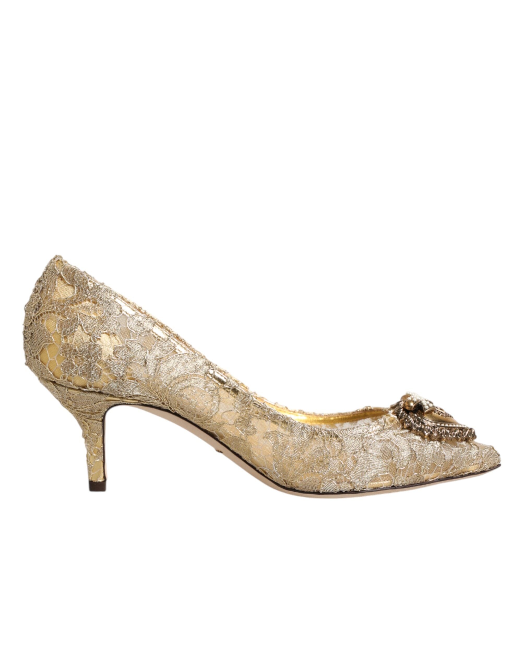 Dolce & Gabbana Goldene Taormina-Spitzen-DEVOTION-Pumps