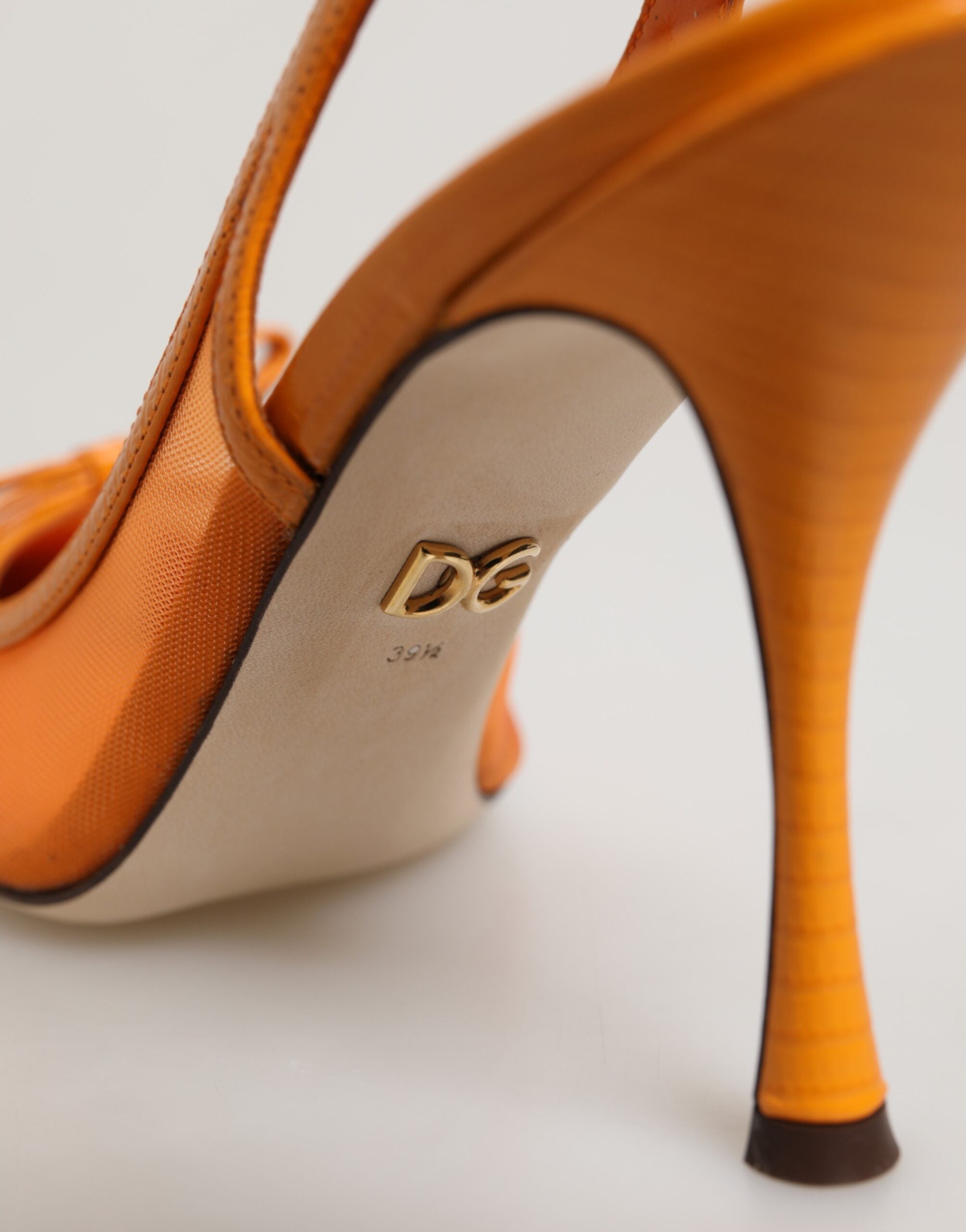 Dolce & Gabbana Orange Leder Mesh Slingback-Pumps