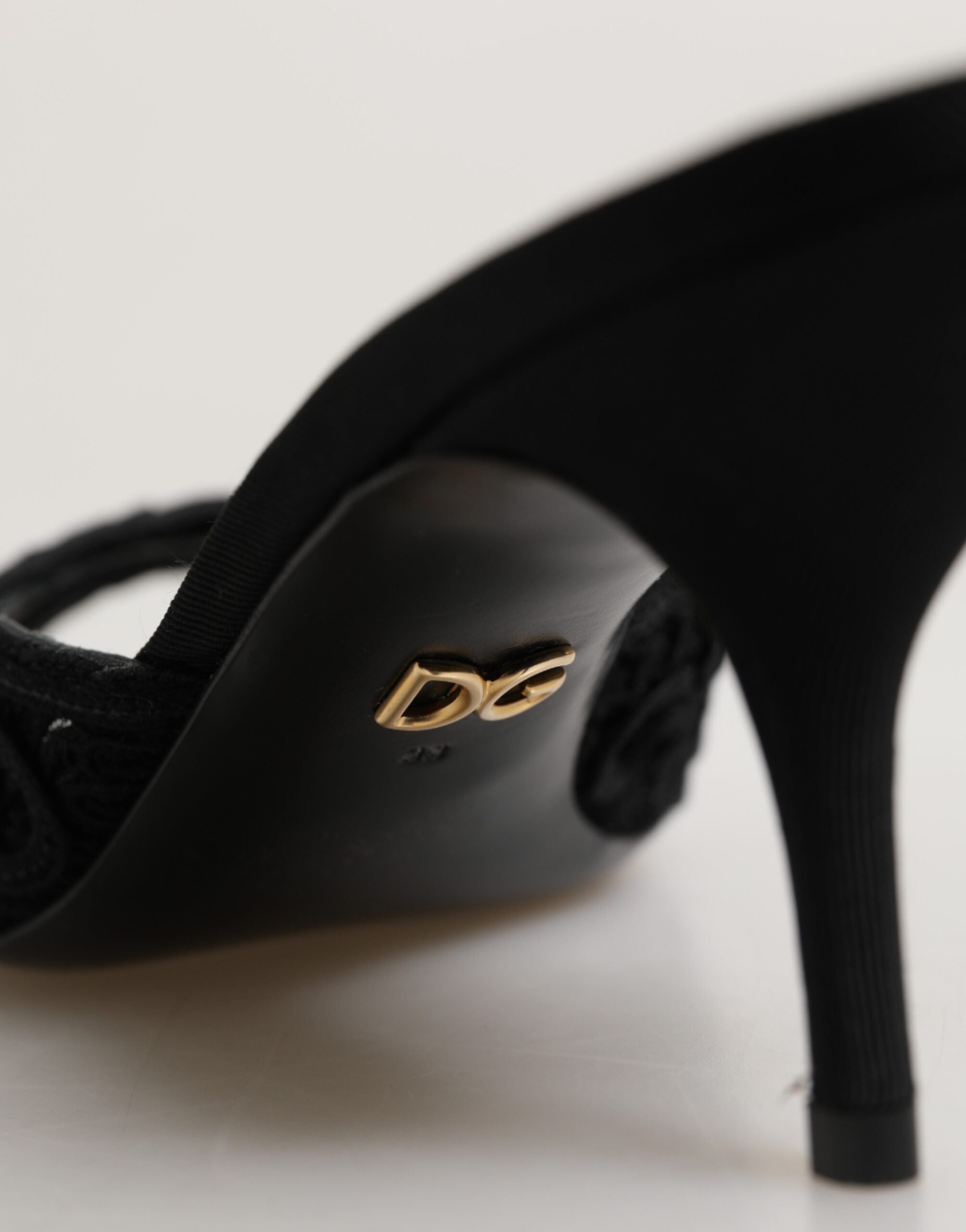 Dolce & Gabbana Schwarze bestickte Slip-On-Pantoletten mit Absatz