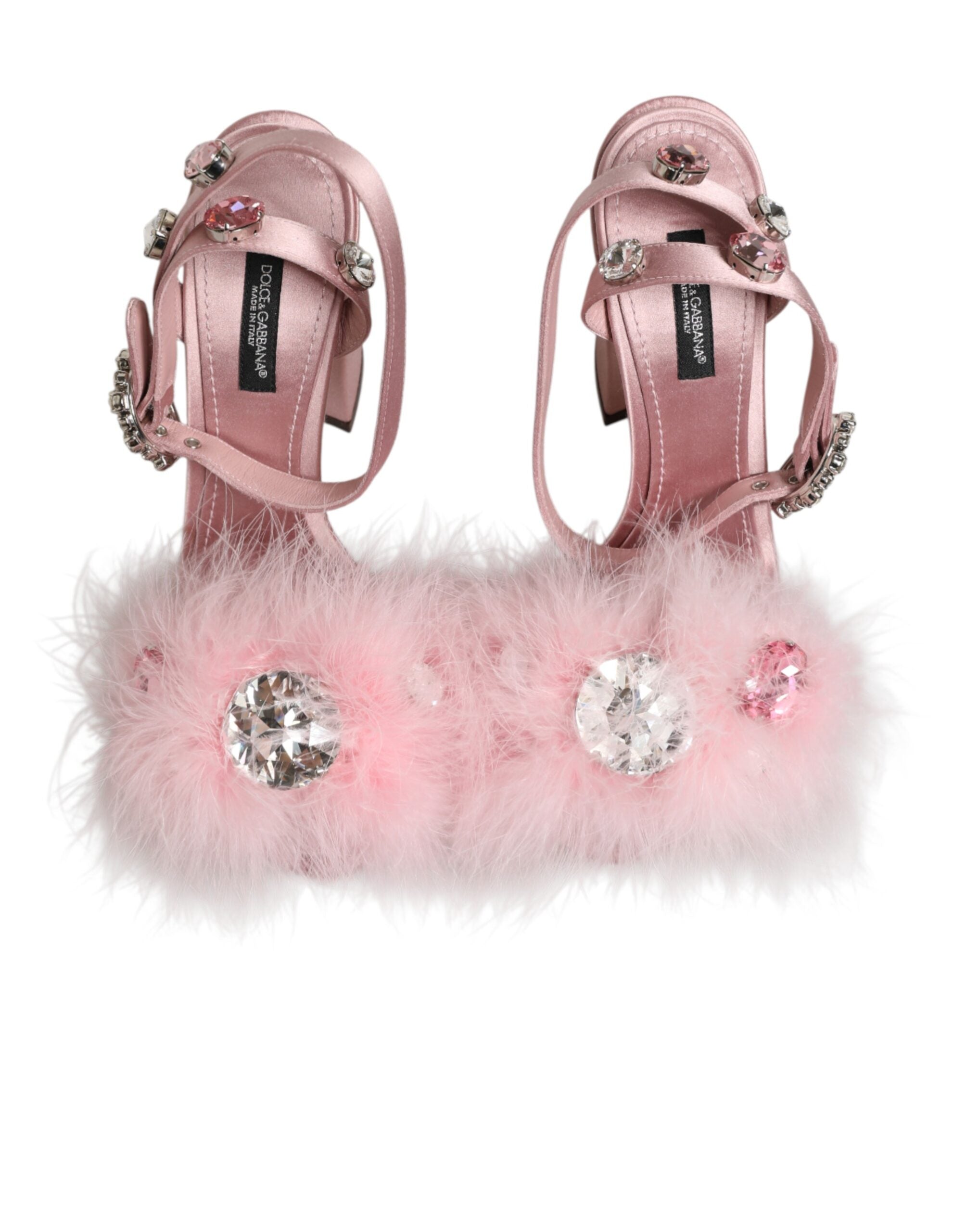 Dolce & Gabbana Pinke Sandalen mit Pailletten und Knöchelriemen