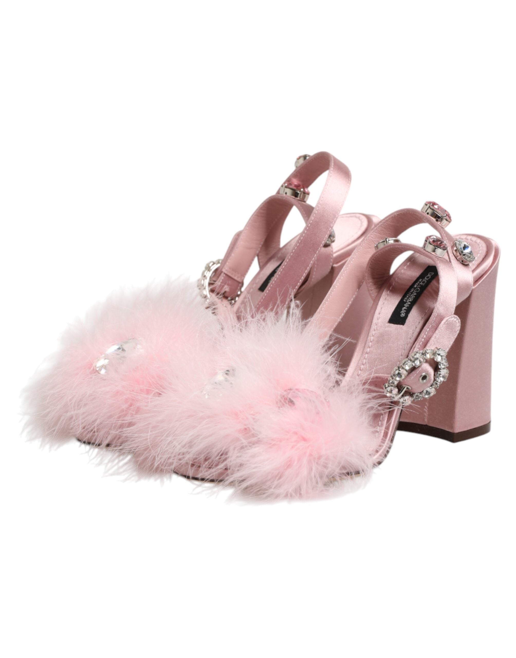 Dolce & Gabbana Pinke Sandalen mit Pailletten und Knöchelriemen