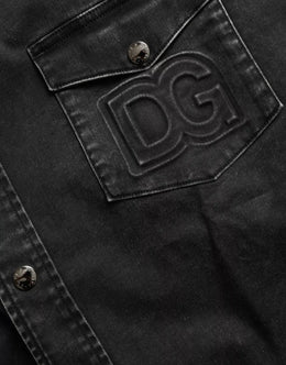 Dolce & Gabbana Schwarzes Langarm-Jeanshemd aus Baumwolle