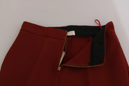 Jucca Rote, hochtaillierte, verkürzte Schlaghose im Kleid-Look
