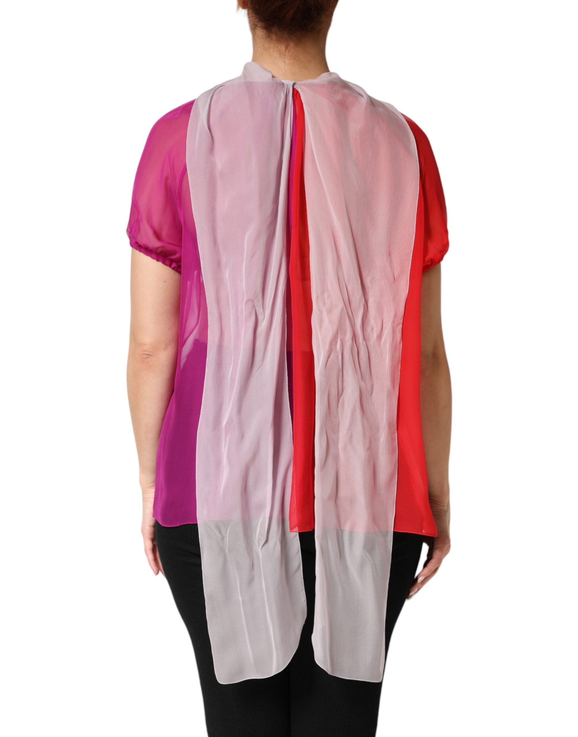 Dolce & Gabbana Seidenbluse mit kurzen Ärmeln und bunten Mustern