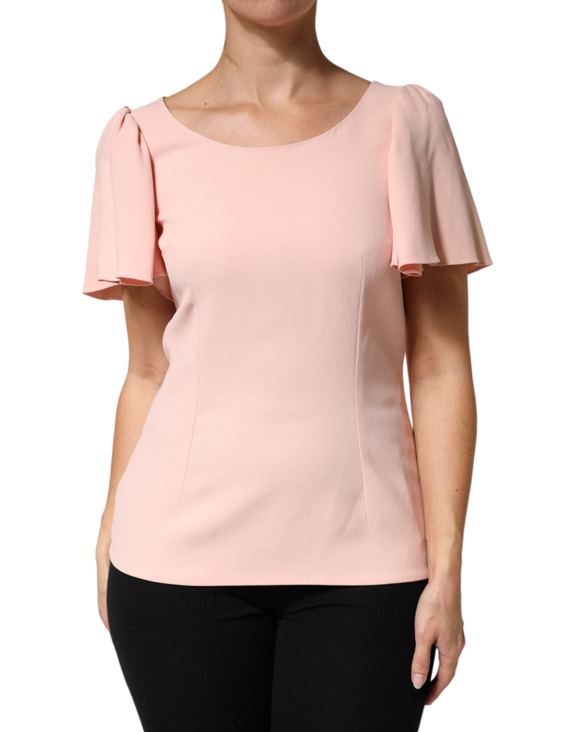 Dolce & Gabbana Rosa Bluse mit Rundhalsausschnitt und kurzen Ärmeln