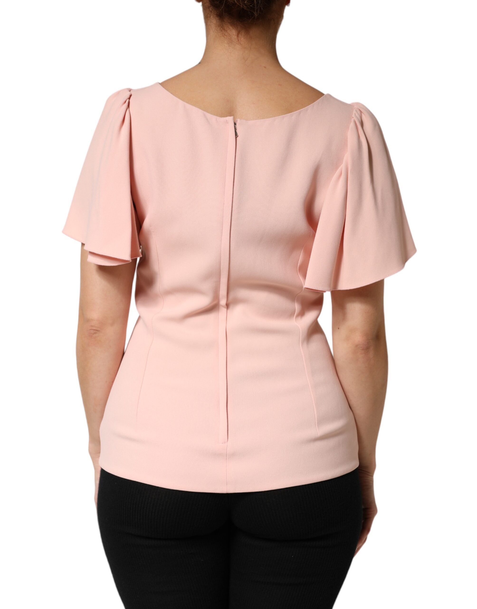 Dolce & Gabbana Rosa Bluse mit Rundhalsausschnitt und kurzen Ärmeln