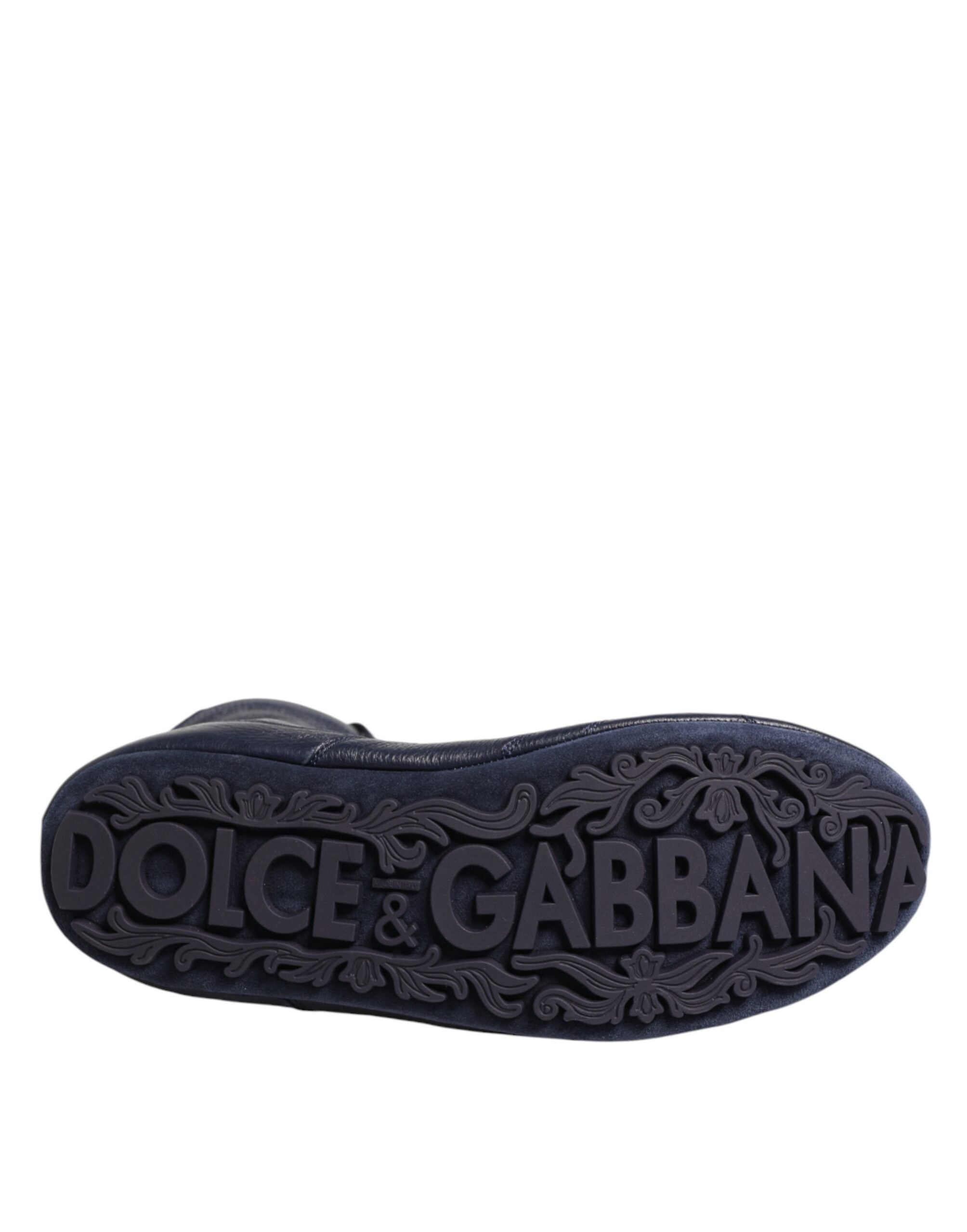 Dolce & Gabbana Dunkelblaue Hirschleder-Stiefel bis zur Mitte der Wade