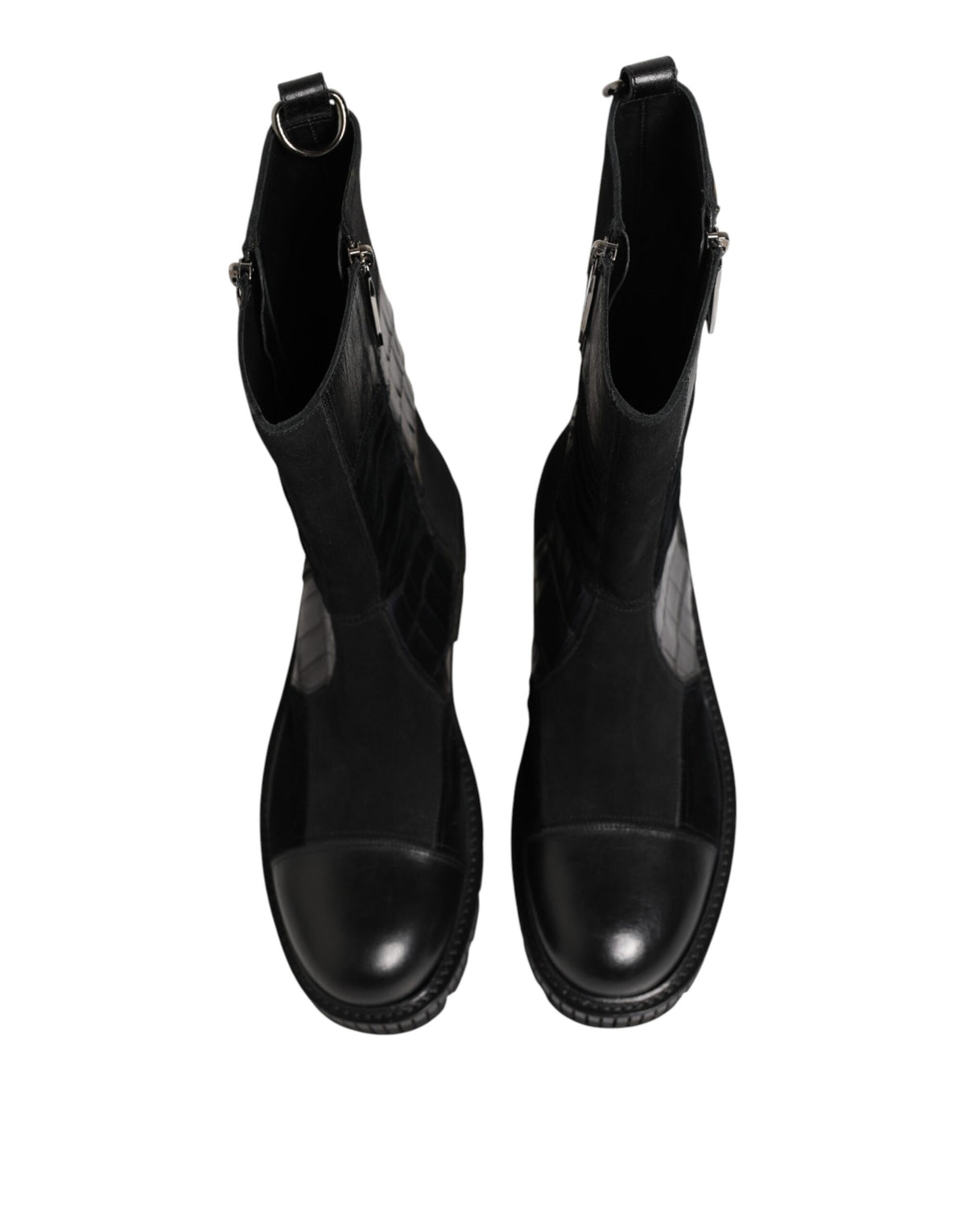 Dolce & Gabbana Schwarzer Patchwork-Leder-Halbstiefel