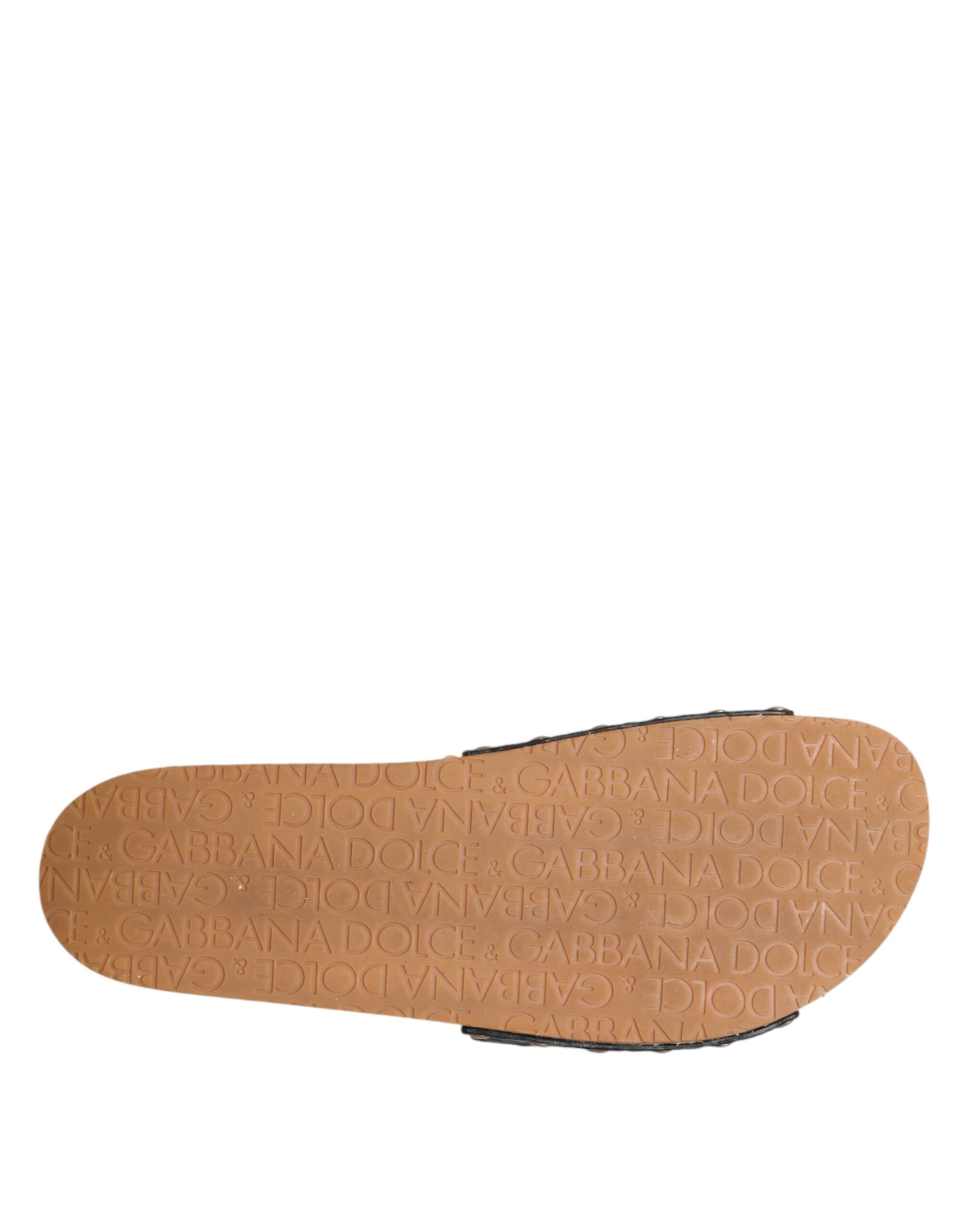 Dolce & Gabbana Schwarze und braune Ledersandalen