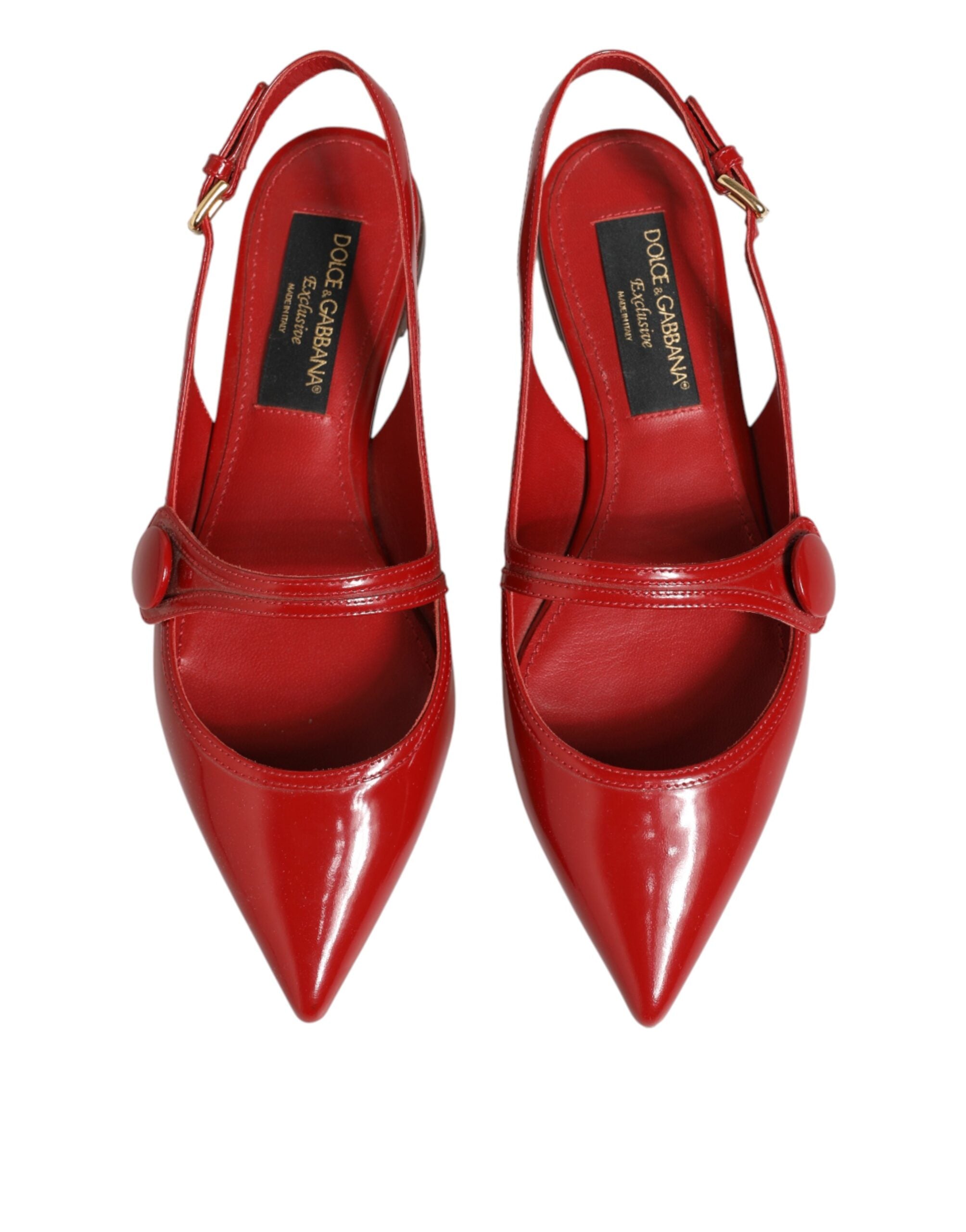 Dolce & Gabbana Rote Leder-Slingback-Ballerinas