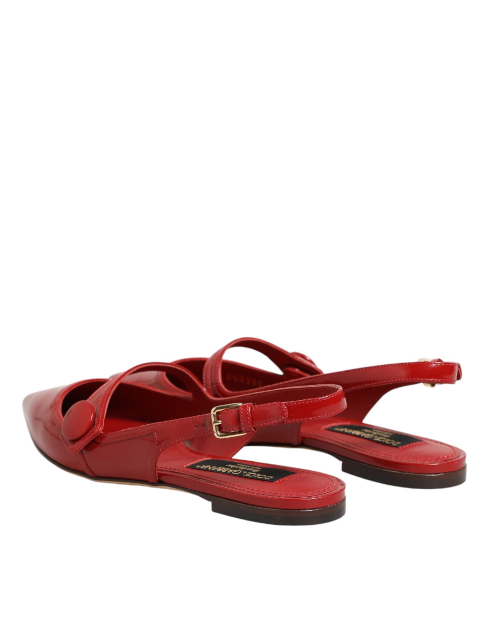 Dolce & Gabbana Rote Leder-Slingback-Ballerinas