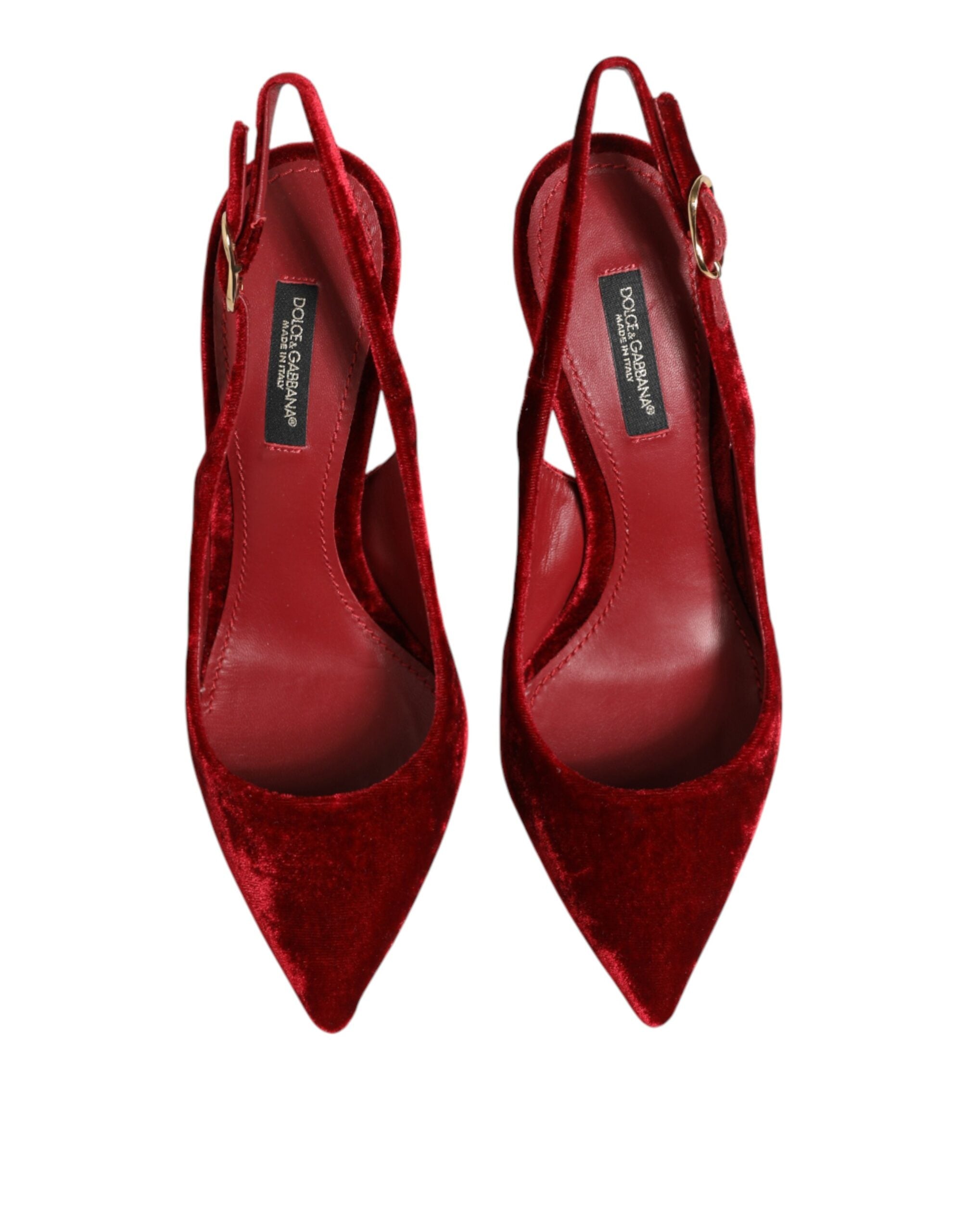 Dolce & Gabbana Rote Wildleder-High-Heel-Slingback-Sandalen