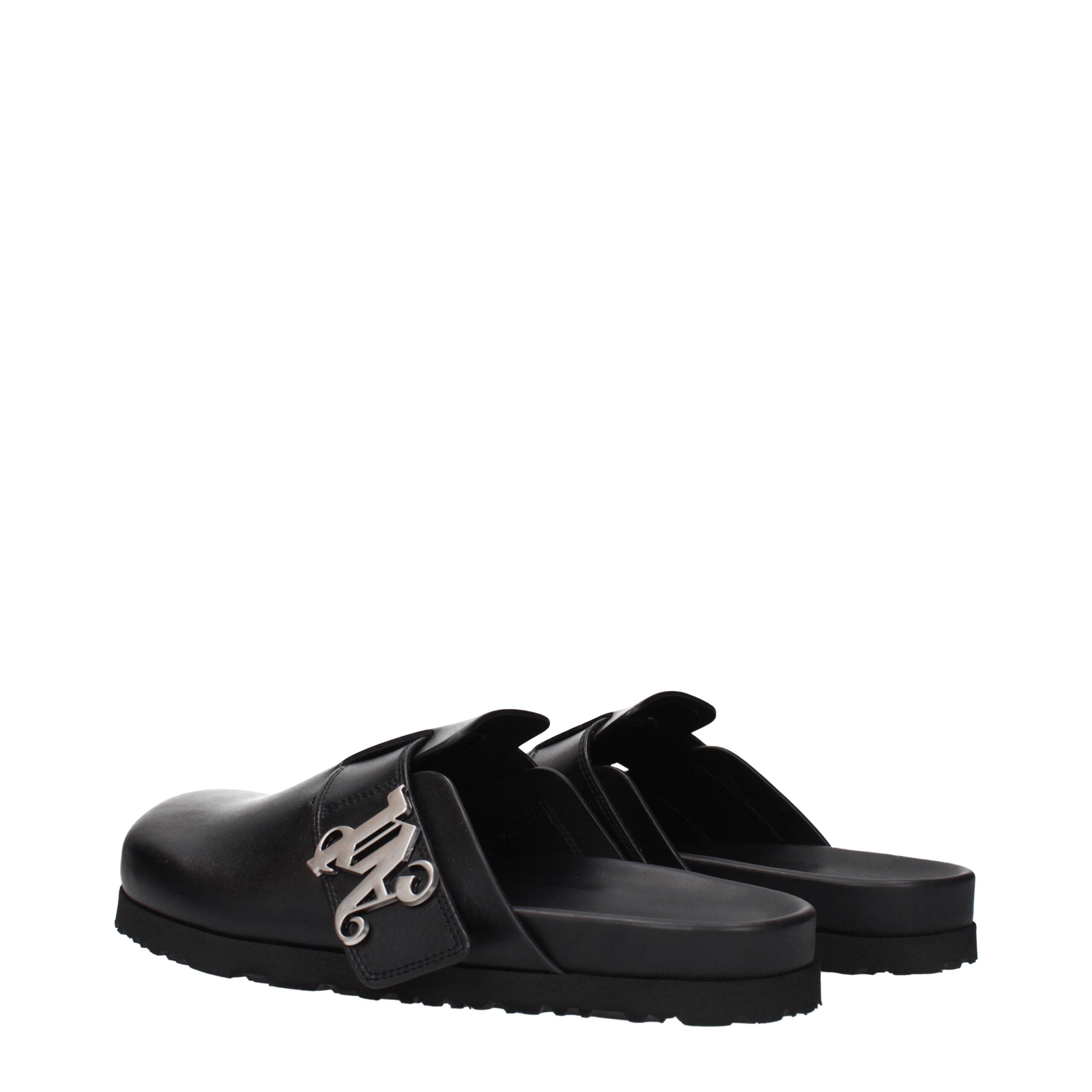 Palm Angels Schwarze Leder-Slipper