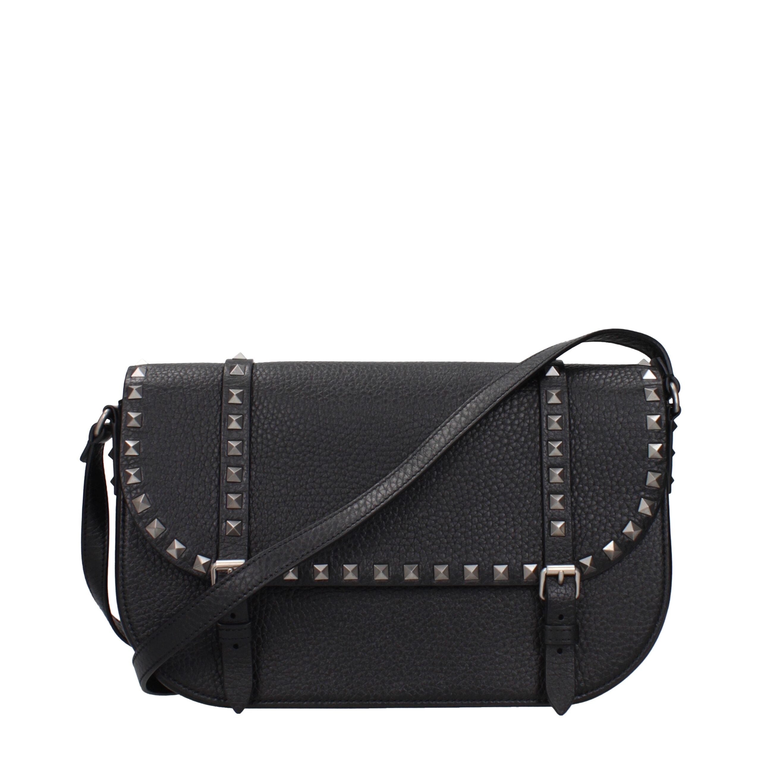 Valentino Garavani Schwarze Leder Umhängetasche