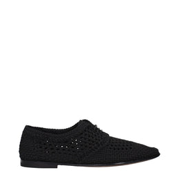 Dolce & Gabbana Schwarze Stoff-Schnürschuhe und -Derby-Schuhe