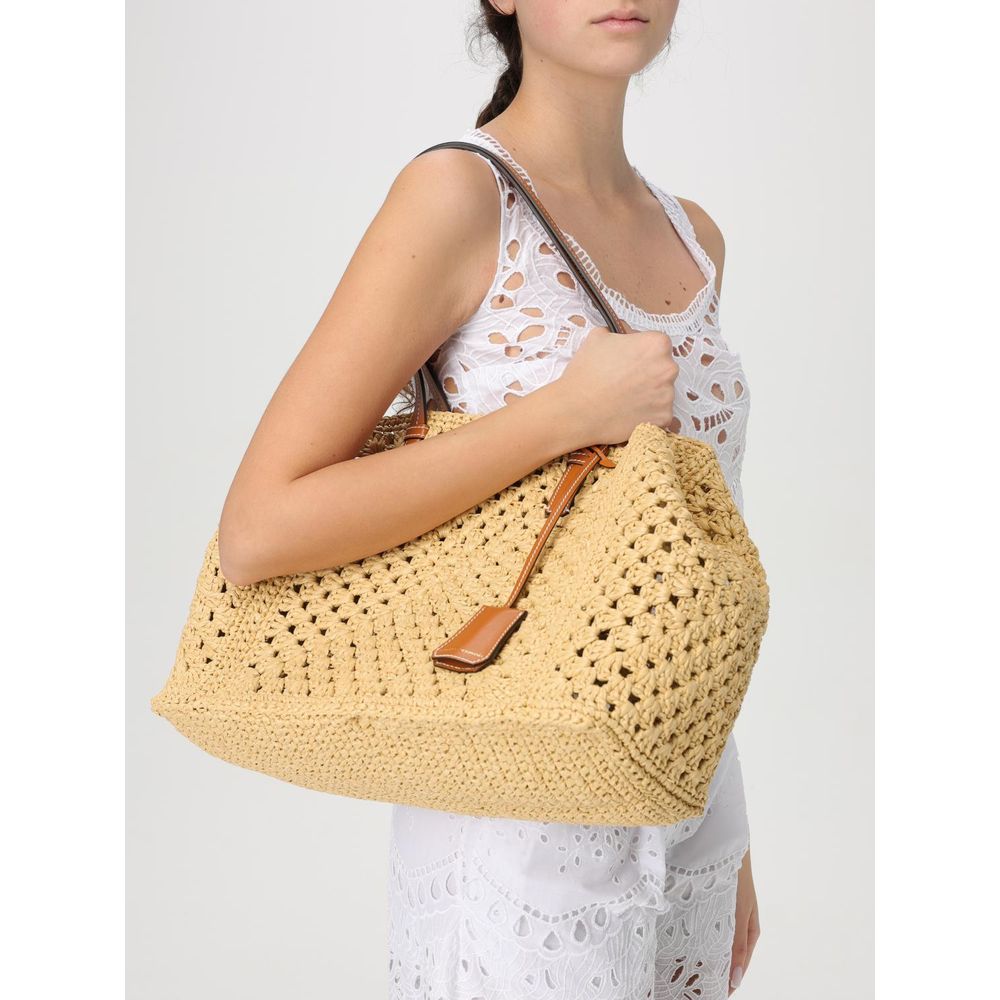 Ermanno Scervino Beige Leder Handtasche