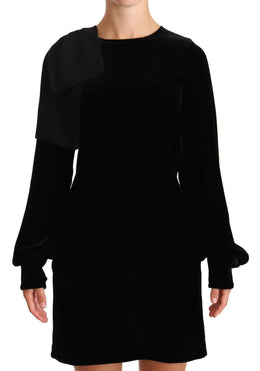 N.21 Schwarzes Viskose-Minikleid mit Rundhalsausschnitt und langen Ärmeln