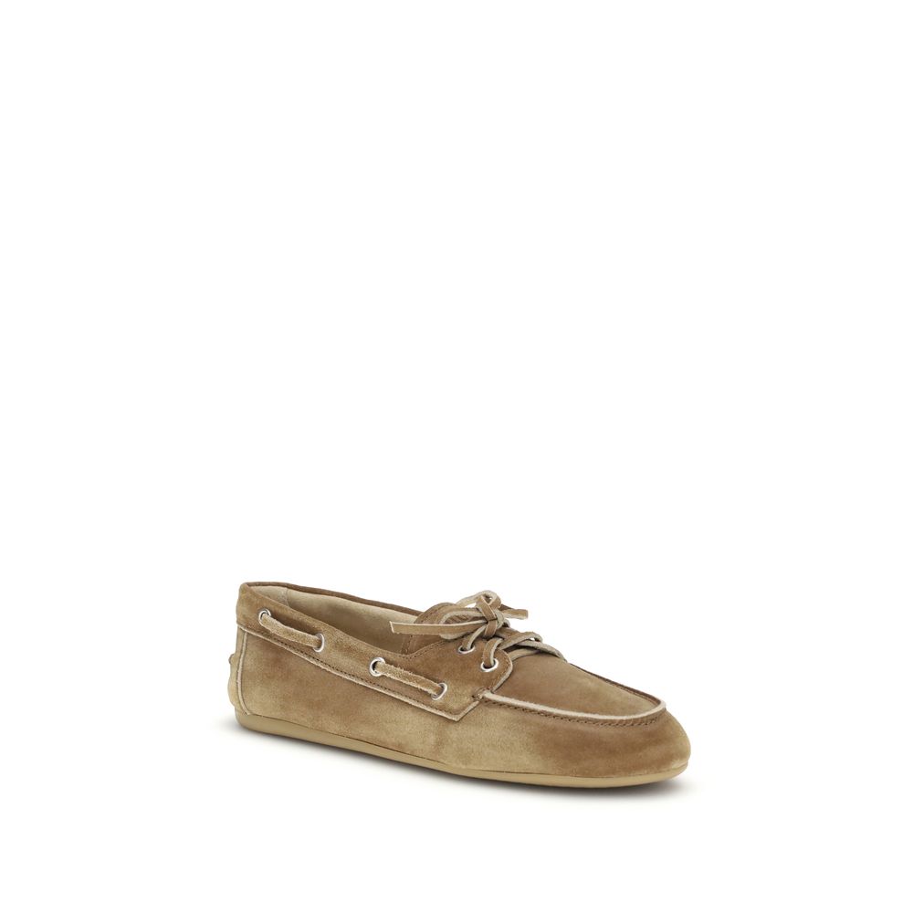 Miu Miu Beige Kalbsleder Bos Taurus Slipper-Loafer
