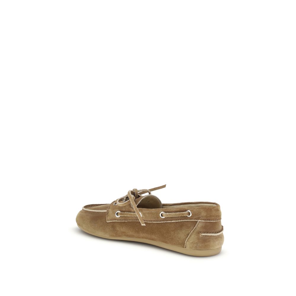 Miu Miu Beige Kalbsleder Bos Taurus Slipper-Loafer