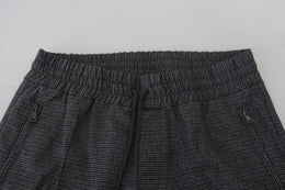 Dolce & Gabbana Gestreifte Woll-Skinny-Hose in Grau
