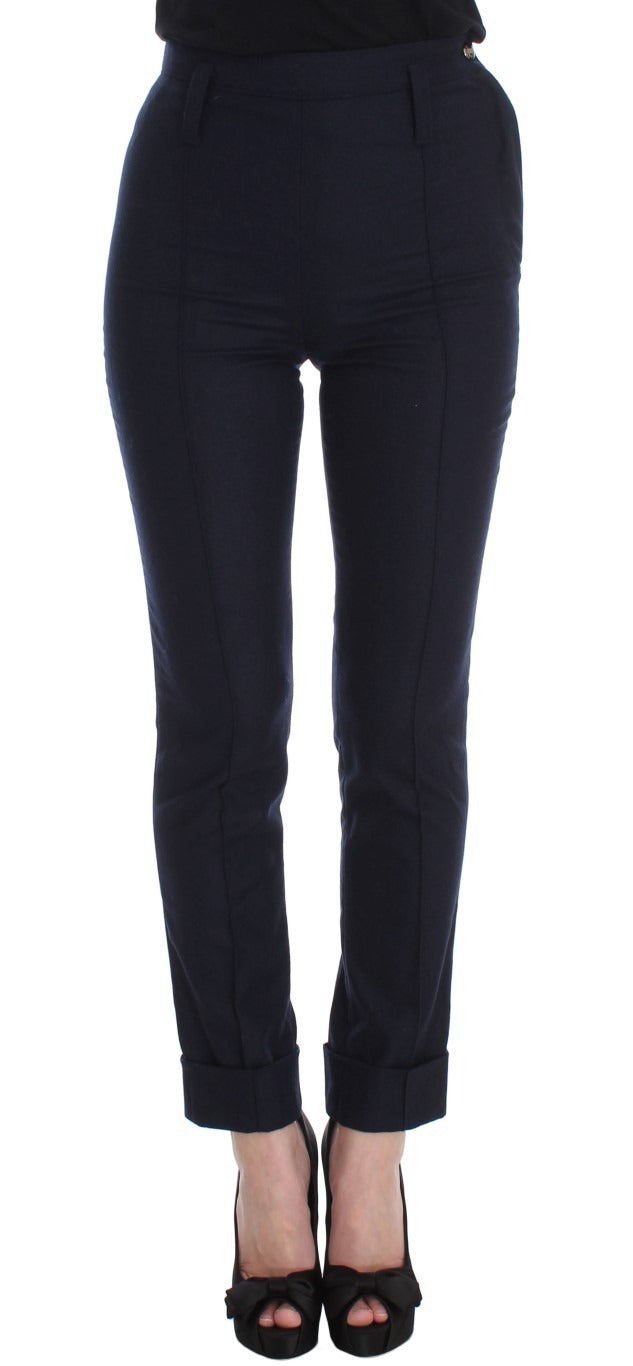 Ermanno Scervino Dunkelblaue Slim-Fit-Hose aus reiner Schurwolle