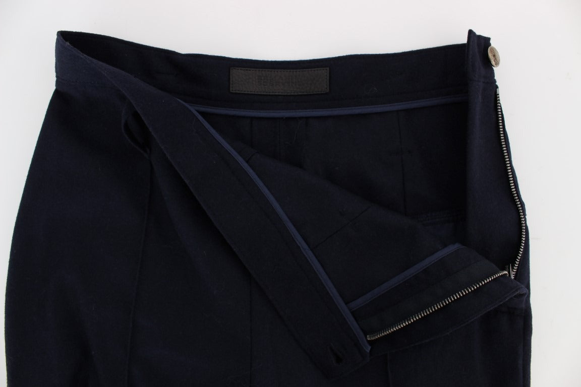 Ermanno Scervino Dunkelblaue Slim-Fit-Hose aus reiner Schurwolle