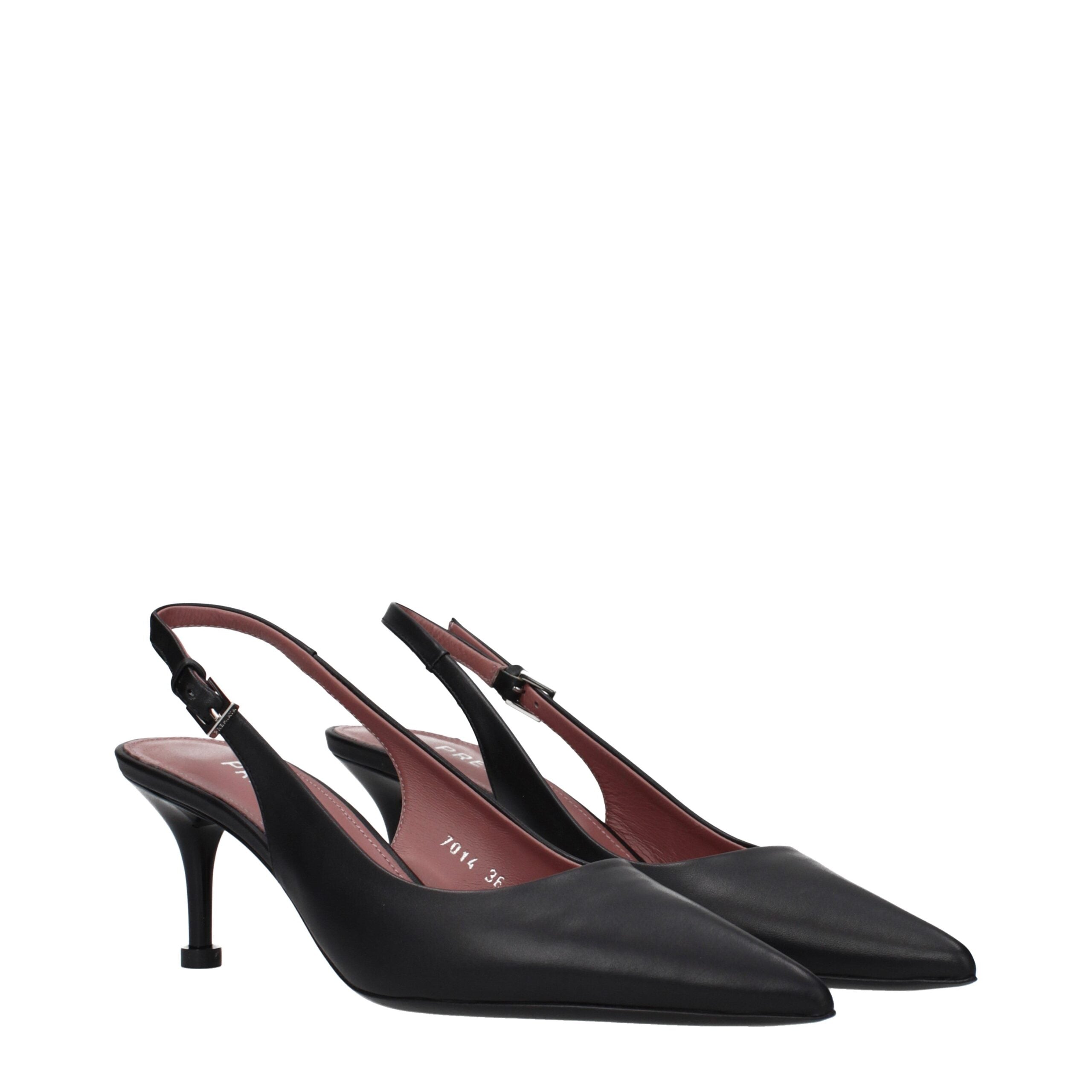 Premiata Schwarze Leder Plateau-Pumps