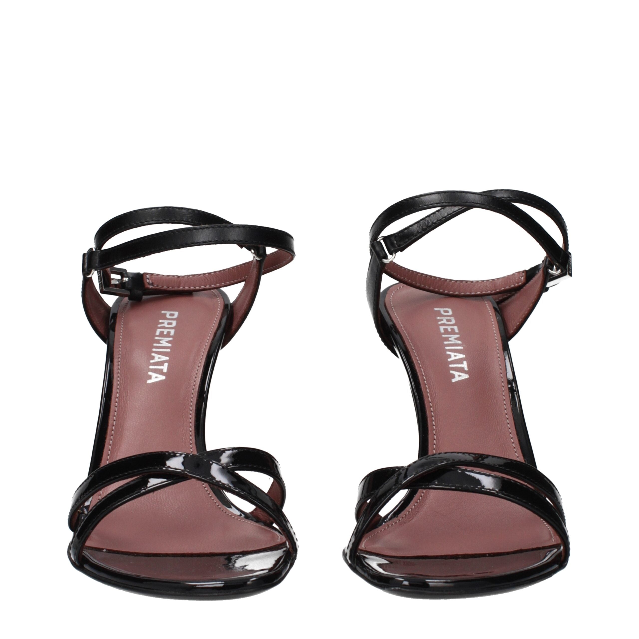 Premiata Schwarze Leder-Stiletto-Sandalen