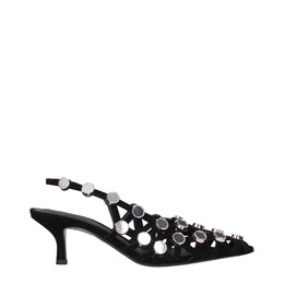 The Attico Schwarze Leder-Stiletto-Sandalen