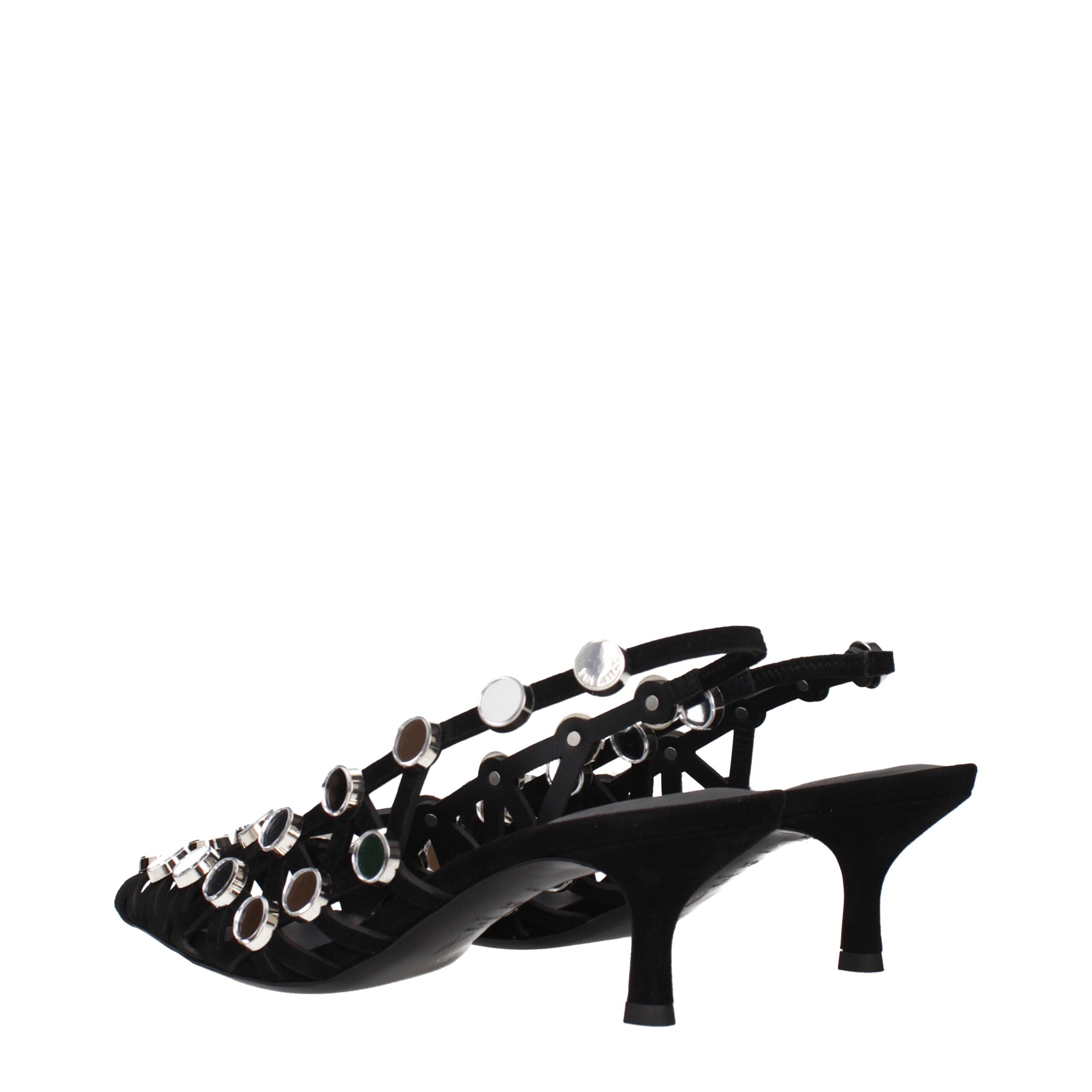The Attico Schwarze Leder-Stiletto-Sandalen