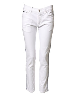 Dolce & Gabbana Weiße Stretch-Baumwoll-Skinny-Jeans für Herren