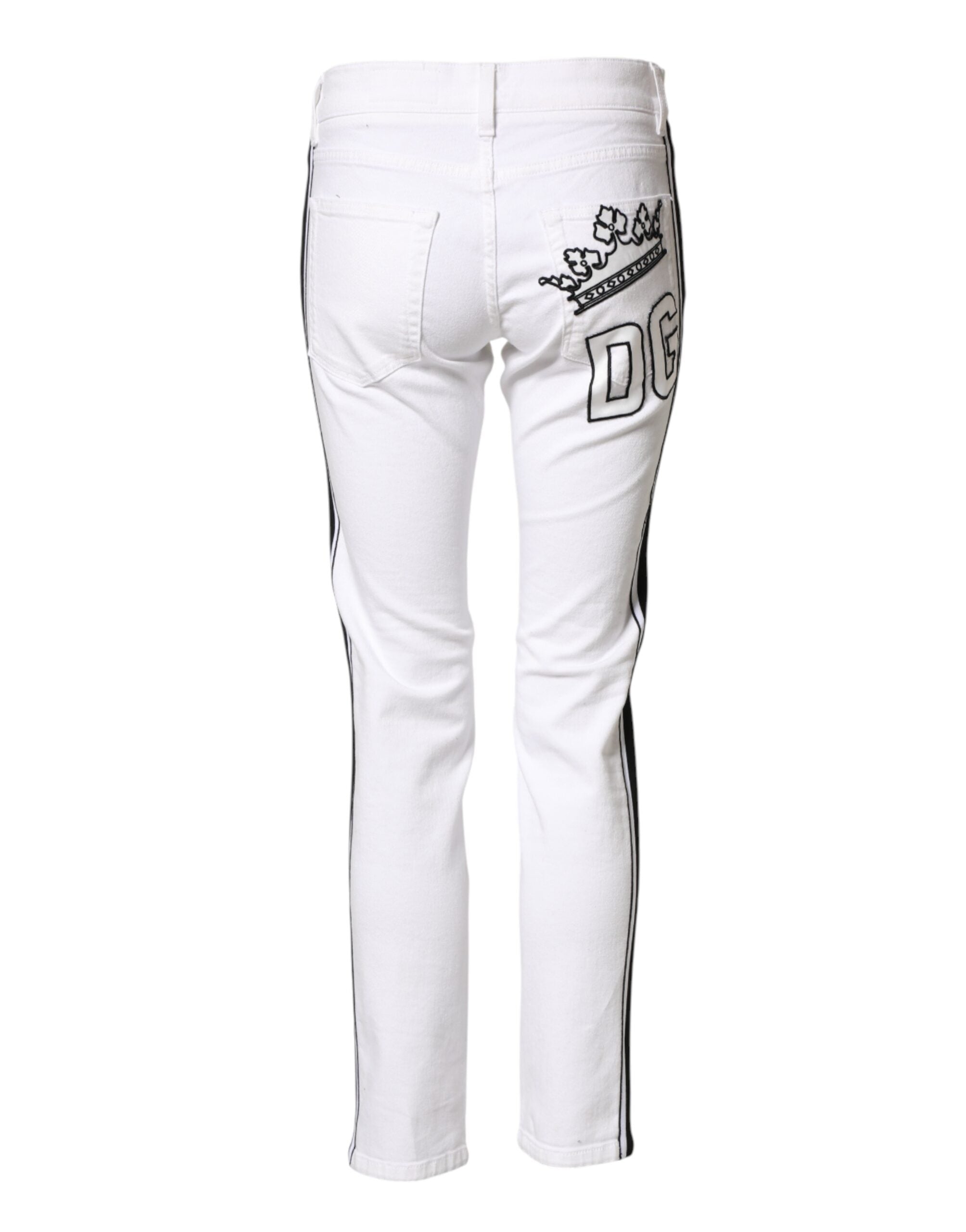 Dolce & Gabbana Weiße Stretch-Baumwoll-Skinny-Jeans für Herren