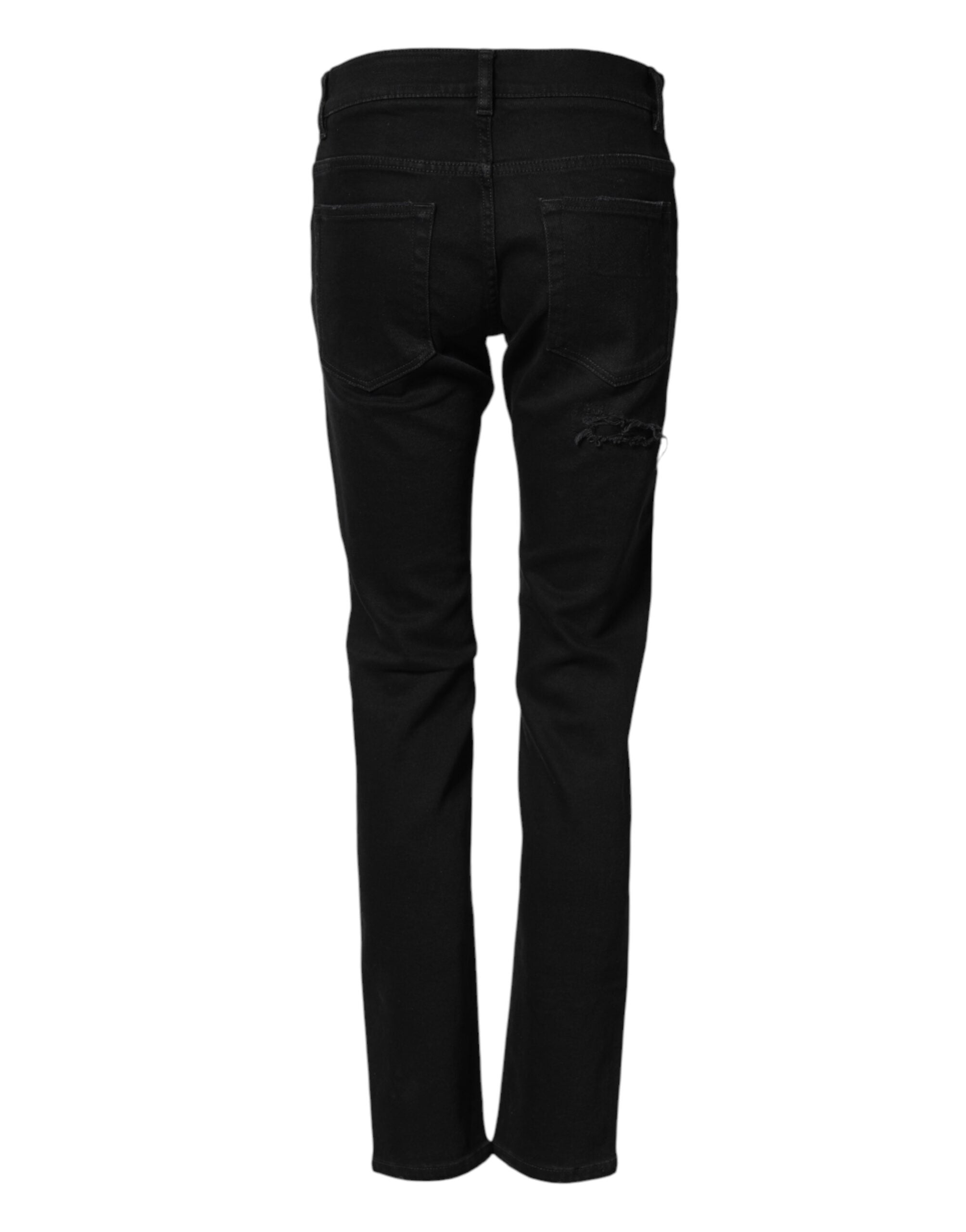 Dolce & Gabbana Schwarze, zerschlissene Herren-Skinny-Jeans aus Baumwolle