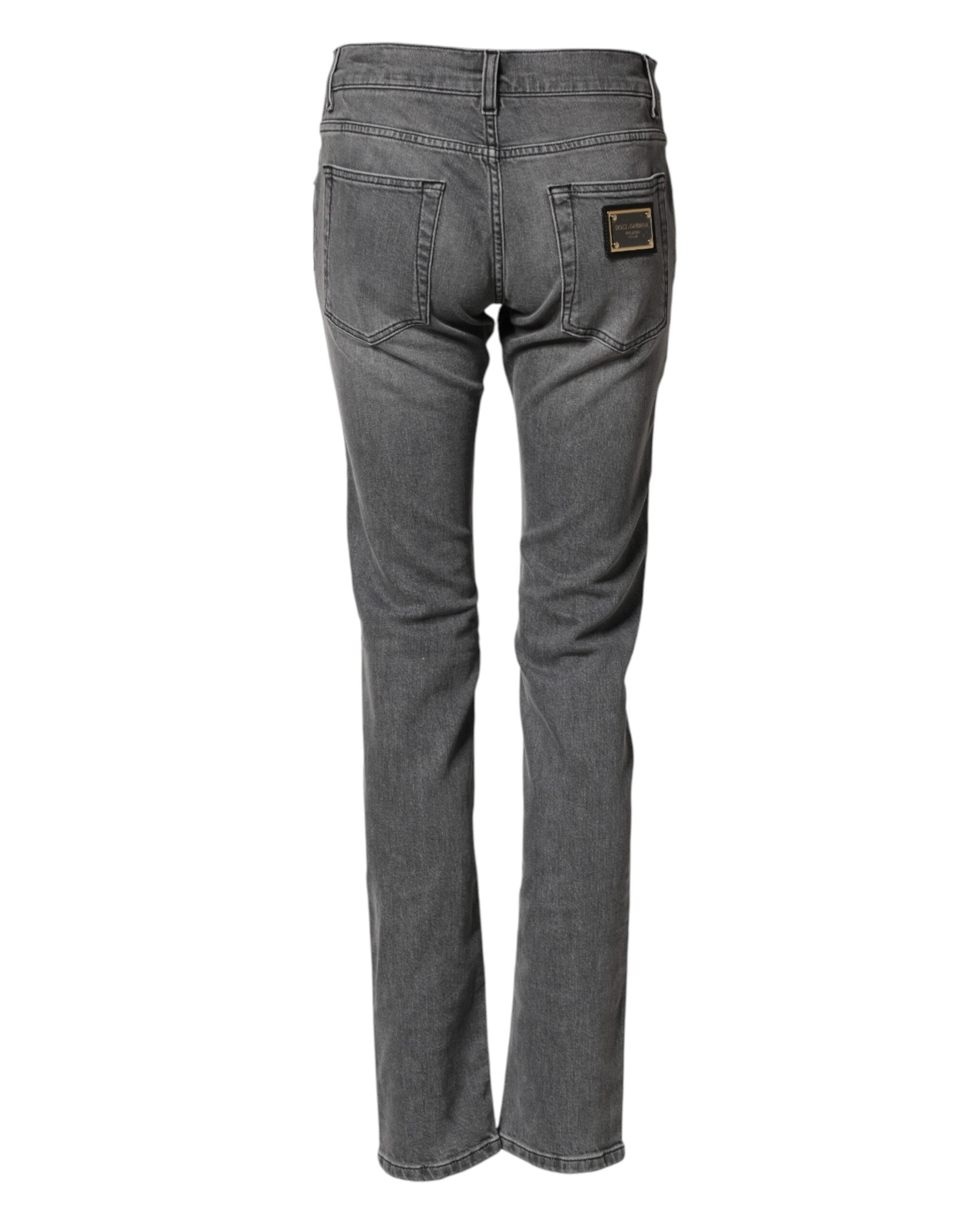 Dolce & Gabbana Graue Baumwoll-Jeans mit mittlerer Taille