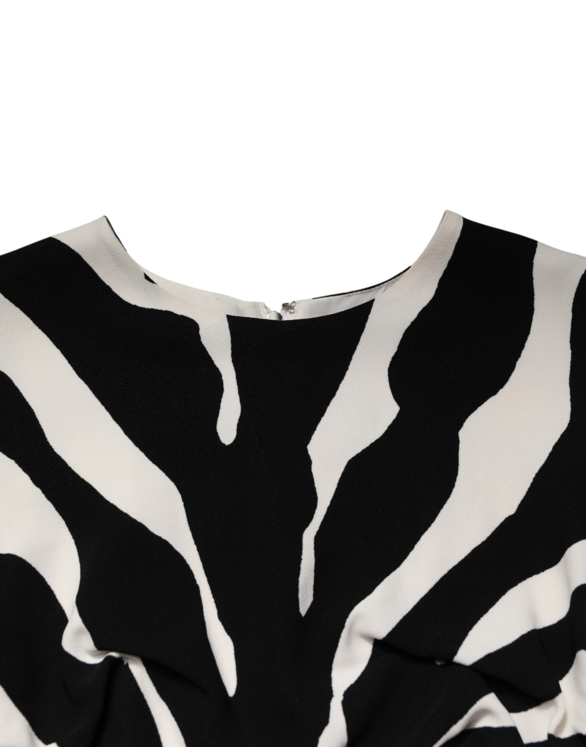 Dolce & Gabbana Schwarzes, weißes Zebra-Viskose-Etui-Midikleid
