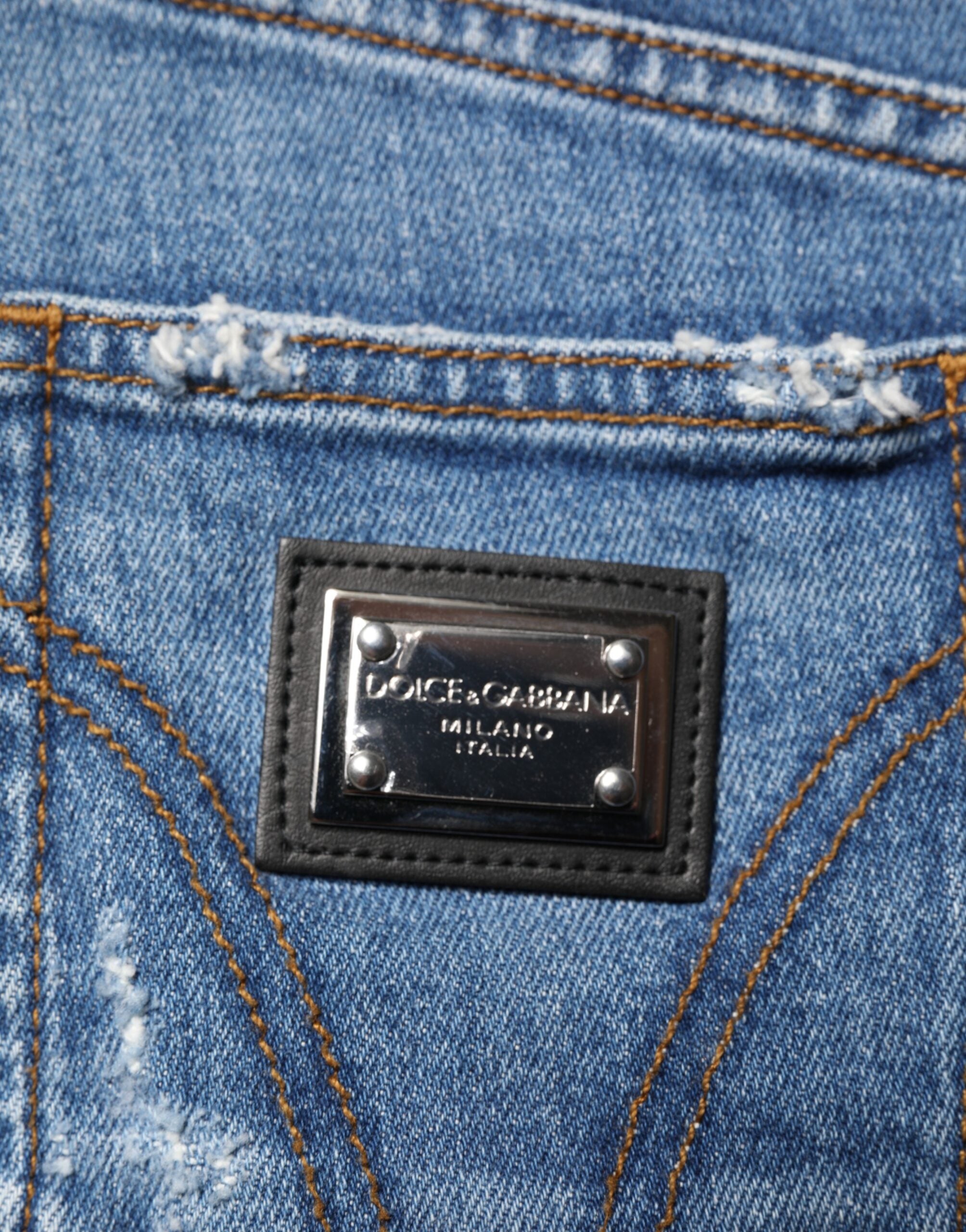 Dolce & Gabbana Used-Look-Jeans aus gewaschenem Baumwoll-Denim