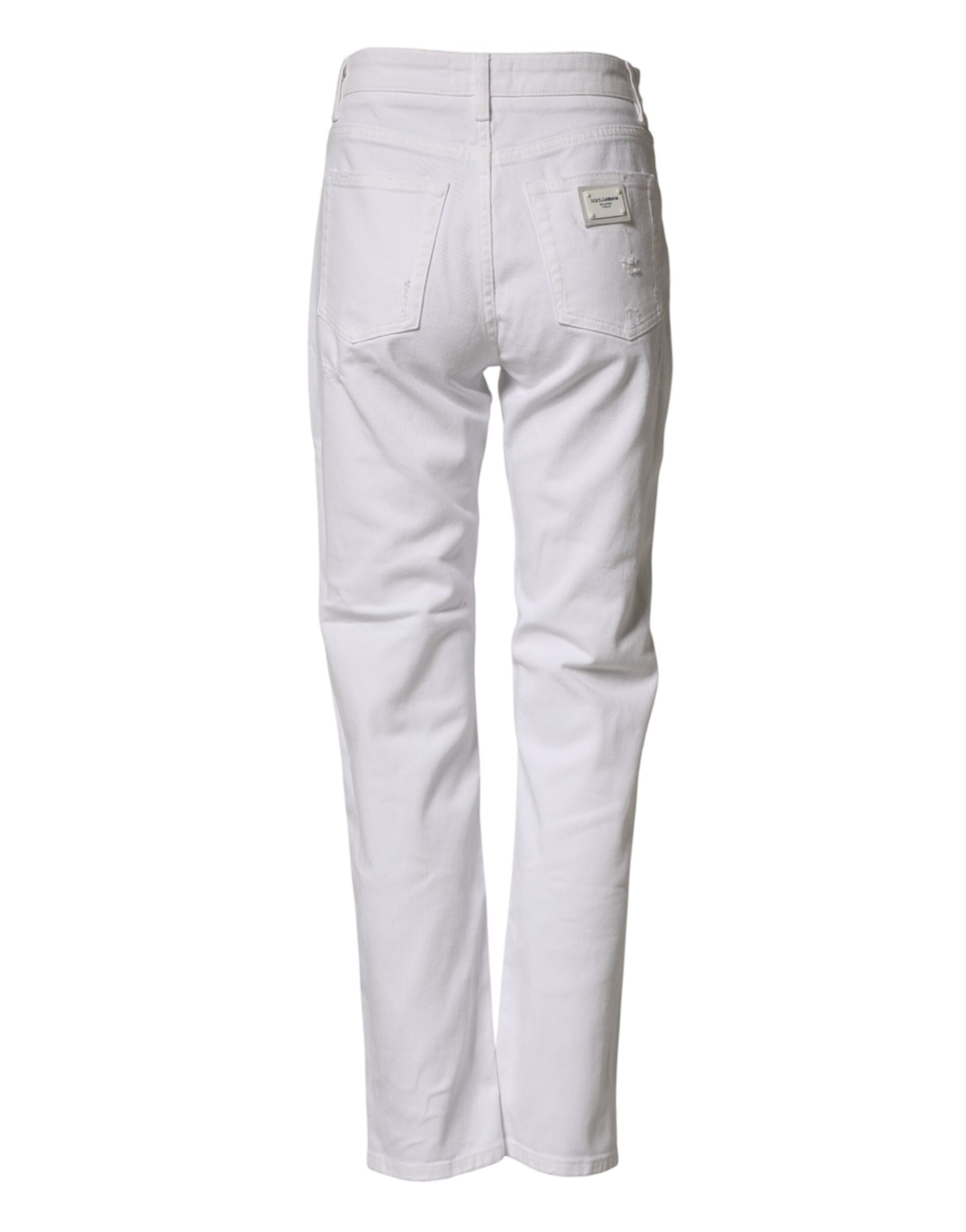 Dolce & Gabbana Weiße Distressed-Jeans im Boyfriend-Stil aus Baumwolle