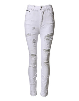 Dolce & Gabbana Weiße Destroyed High-Waist-Jeans