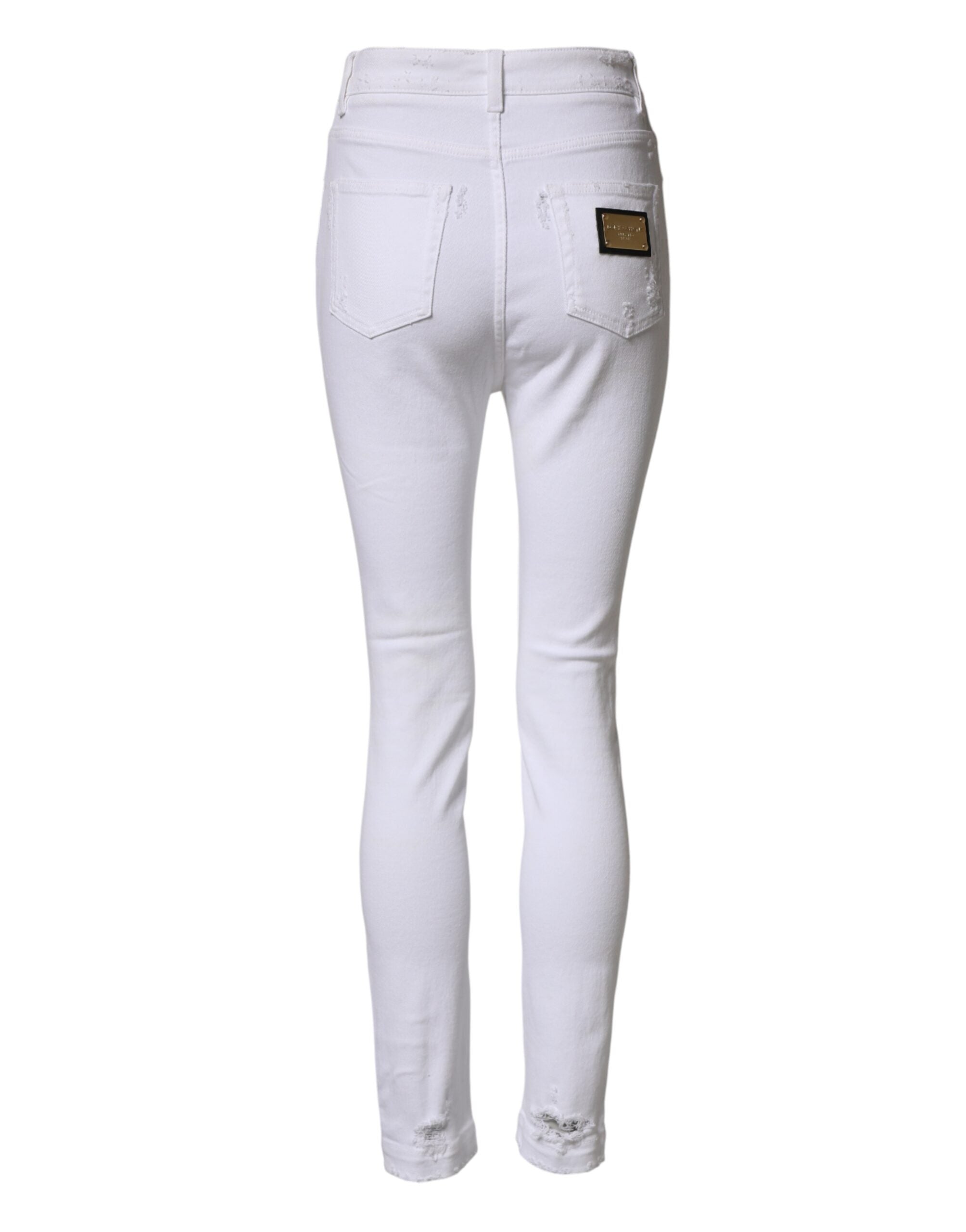 Dolce & Gabbana Weiße Destroyed High-Waist-Jeans