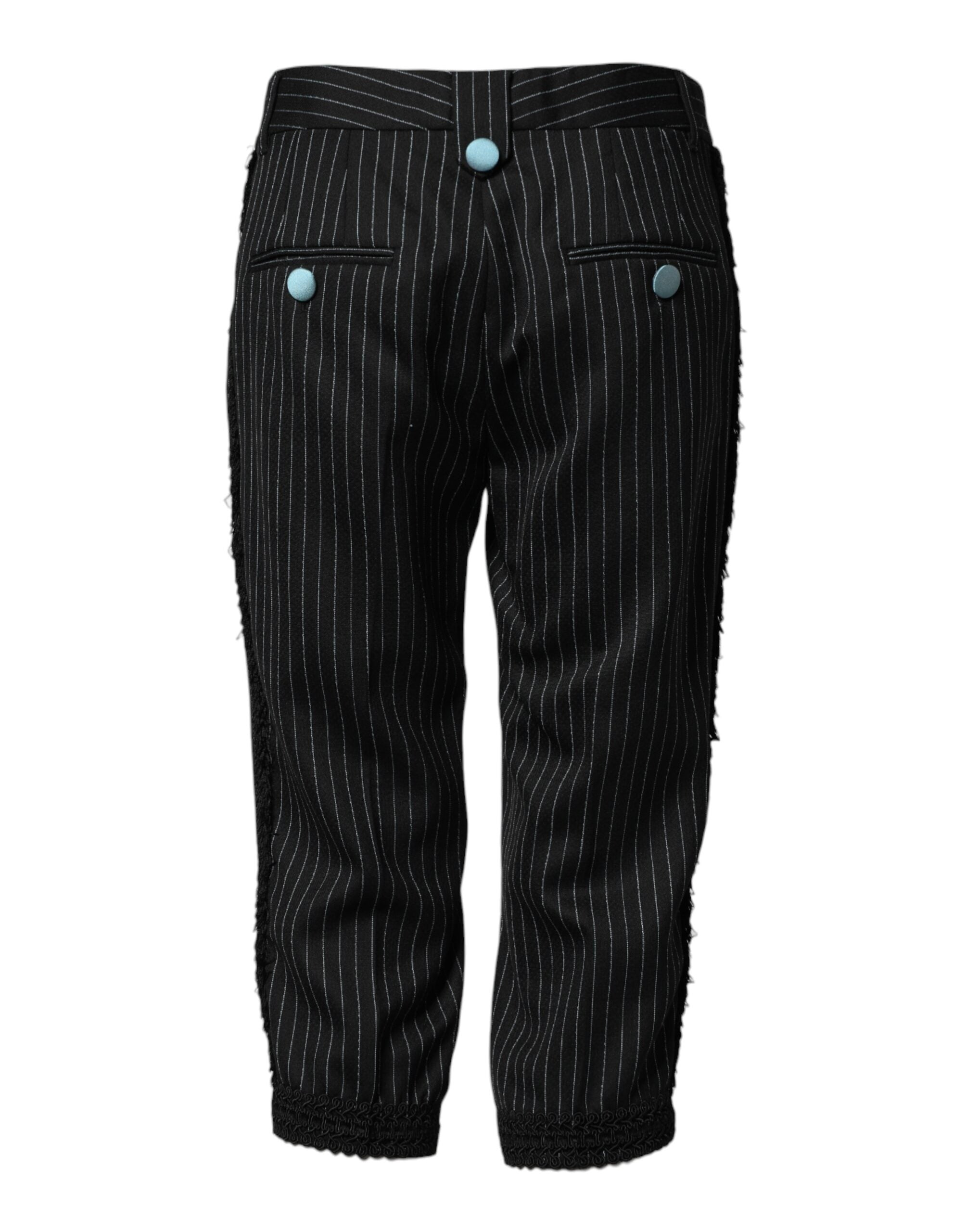 Dolce & Gabbana Schwarze Wollhose mit Streifen im Cropped-Stil
