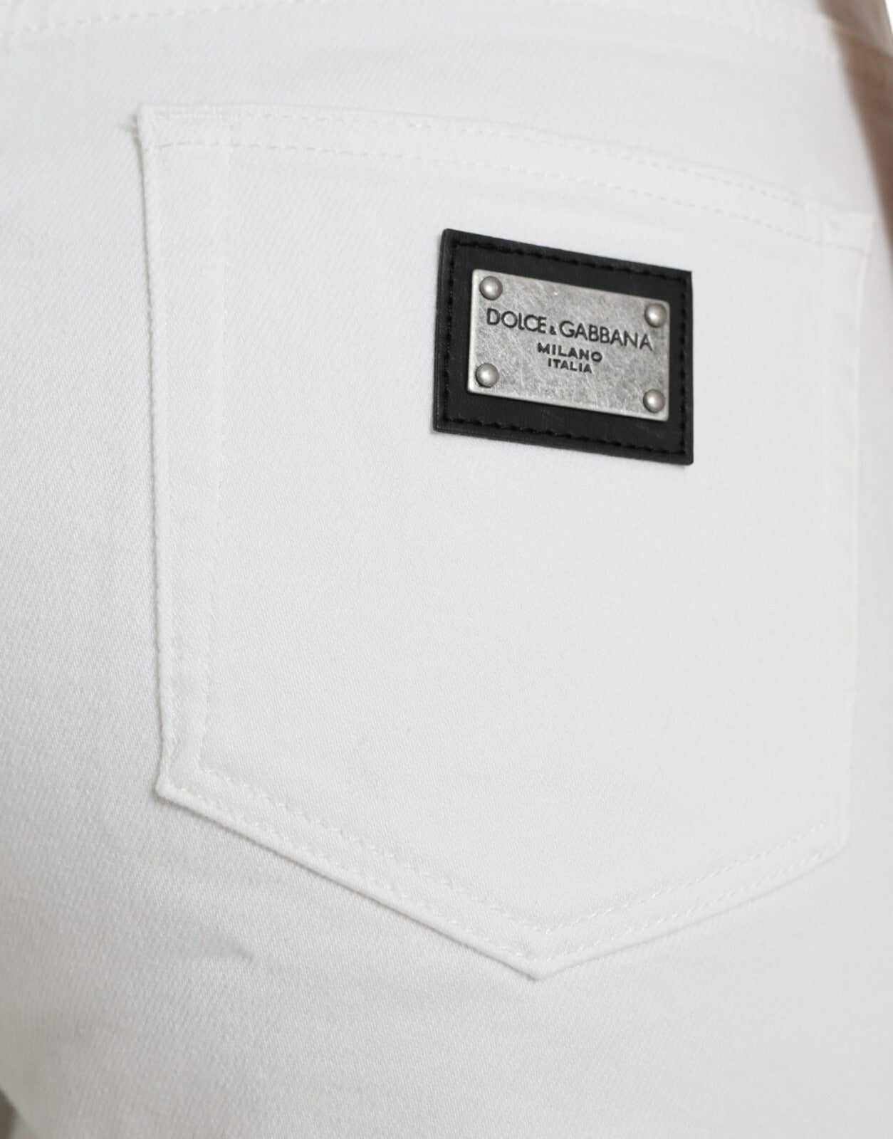 Dolce & Gabbana Weiße, weite Cropped-Jeans aus Baumwolle