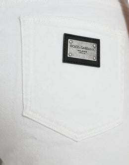 Dolce & Gabbana Weiße, weite Cropped-Jeans aus Baumwolle